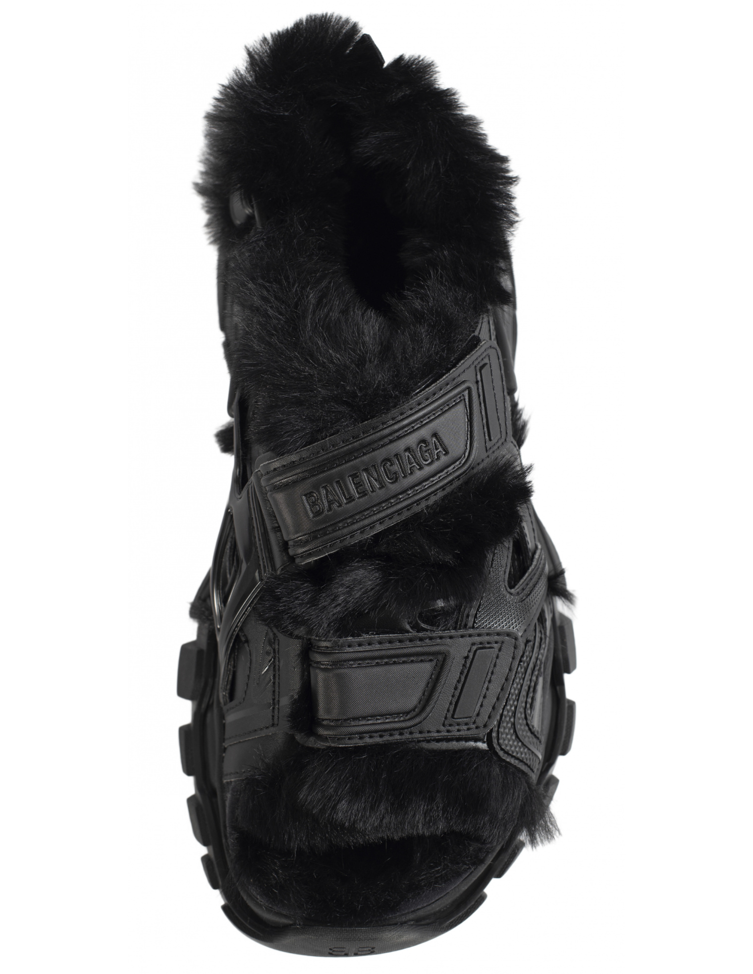 Balenciaga Track sandal fake fur in black