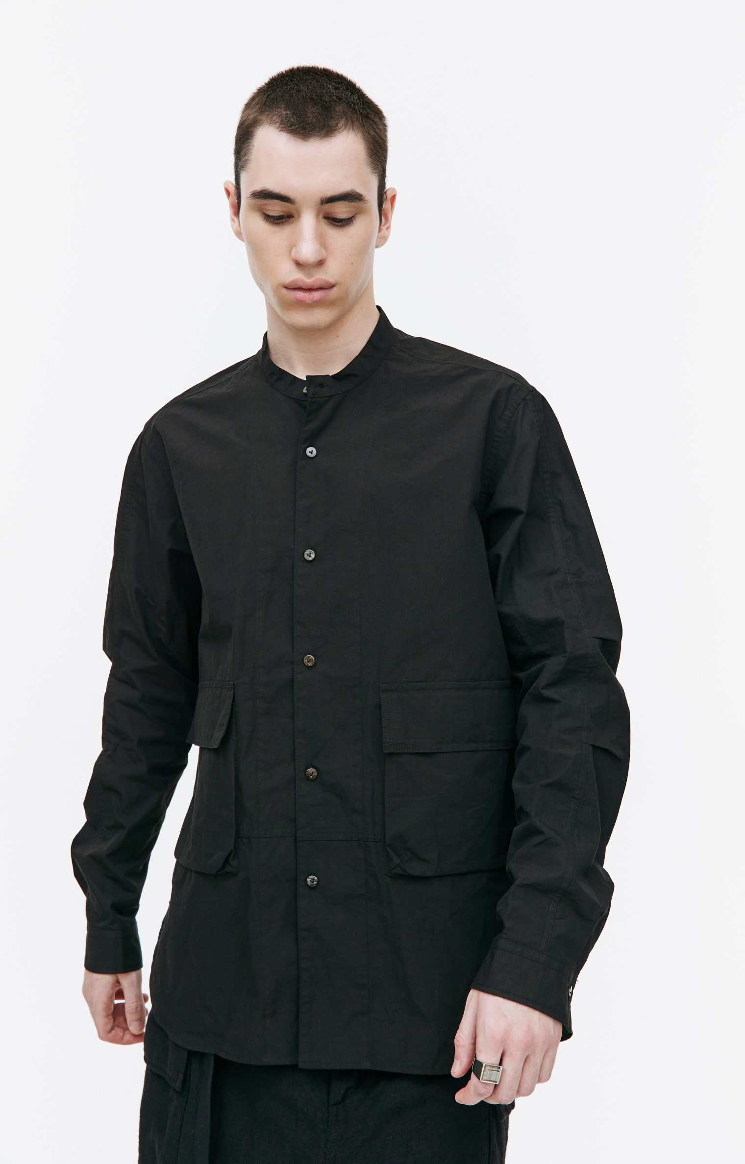 The Viridi-Anne Black cotton shirt with pocket