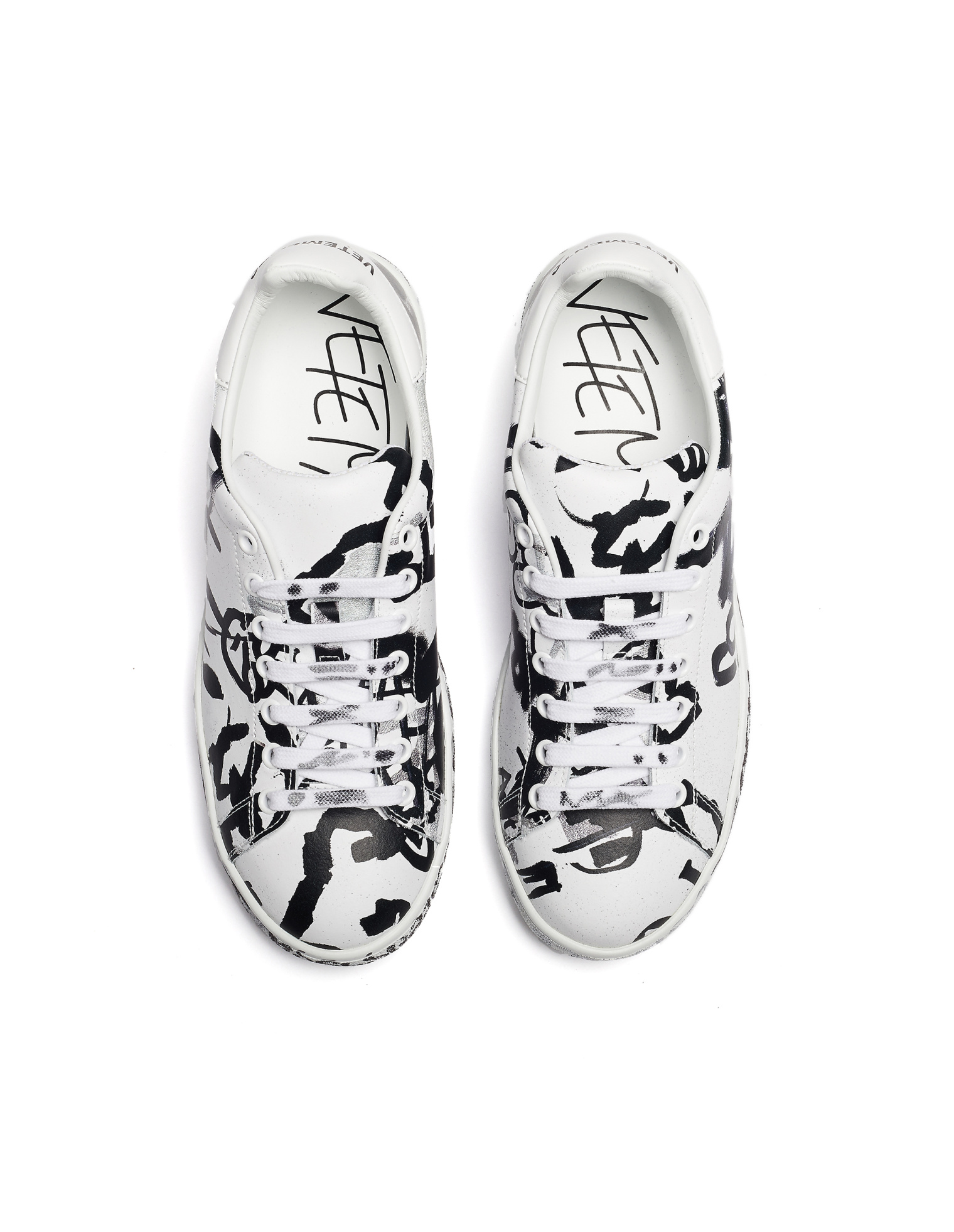 VETEMENTS Graffiti White Leather Sneakers
