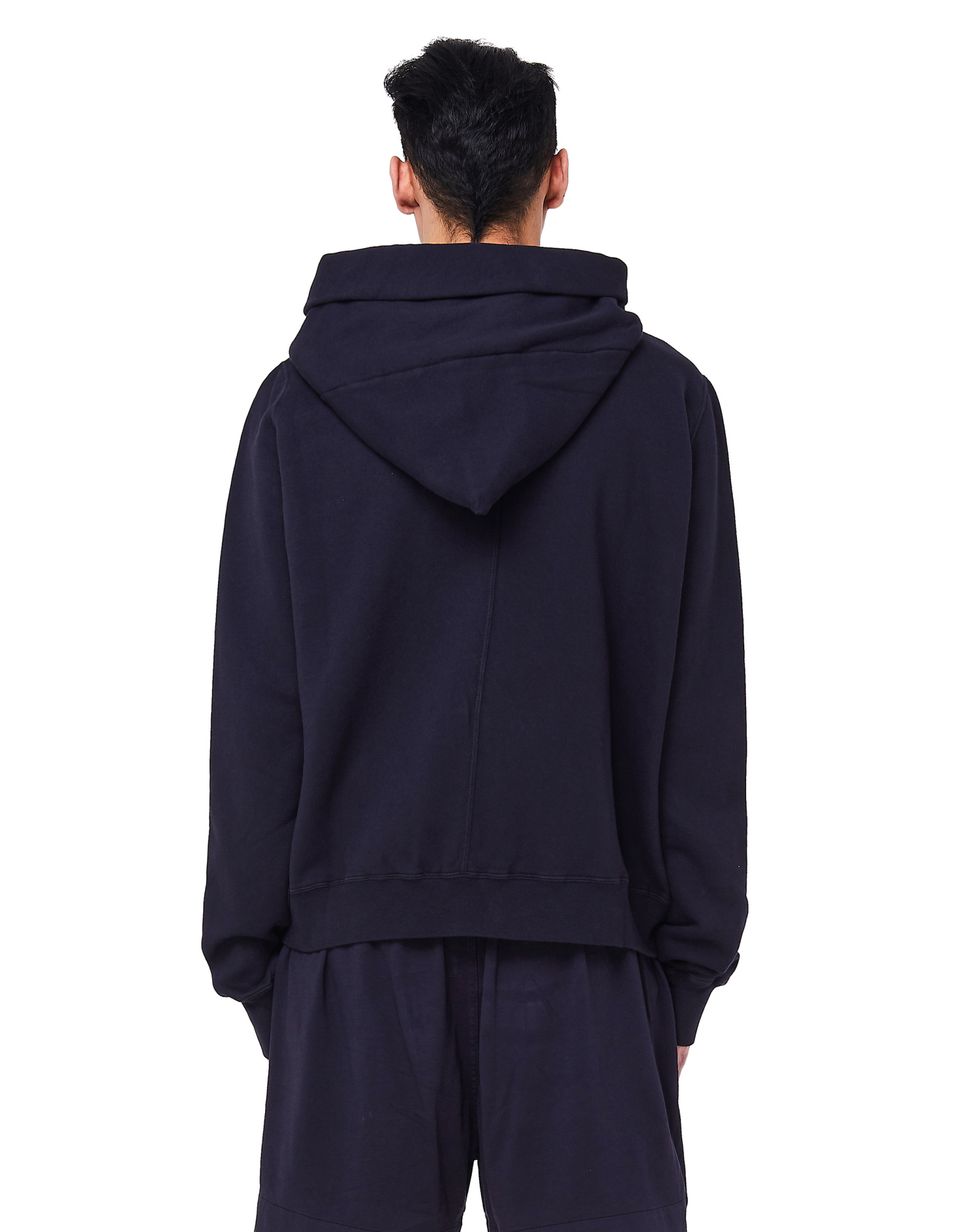 Buy DRKSHDW by Rick Owens men navy blue asymmetric zip-up hoodie