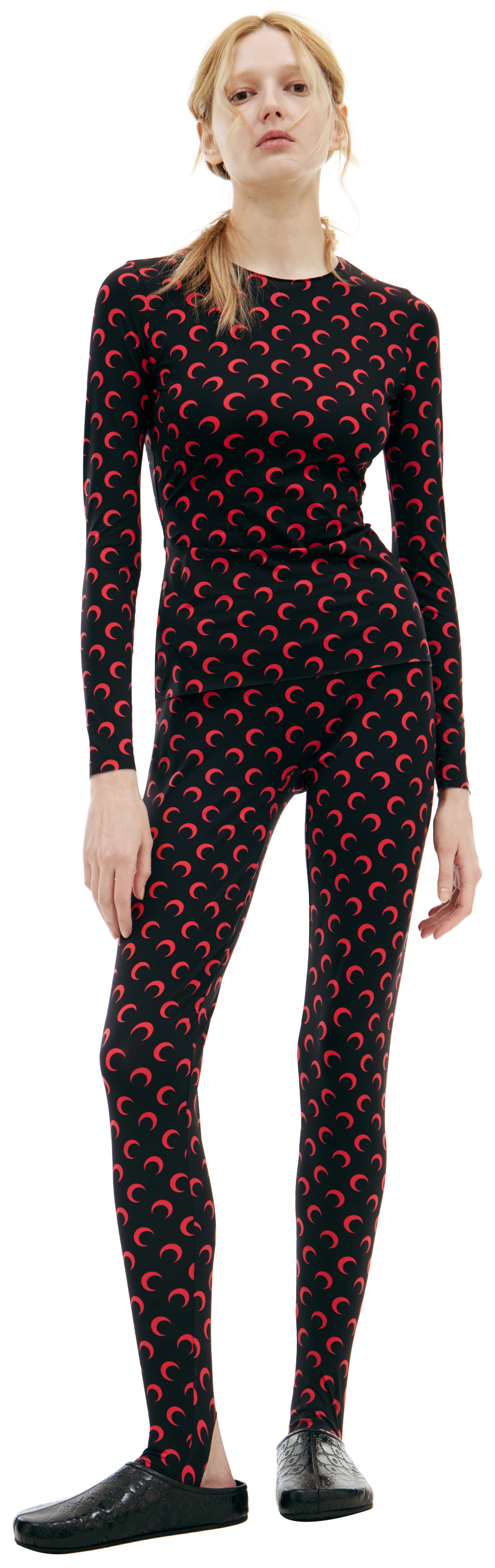 MARINE SERRE Black monoprint longsleeves