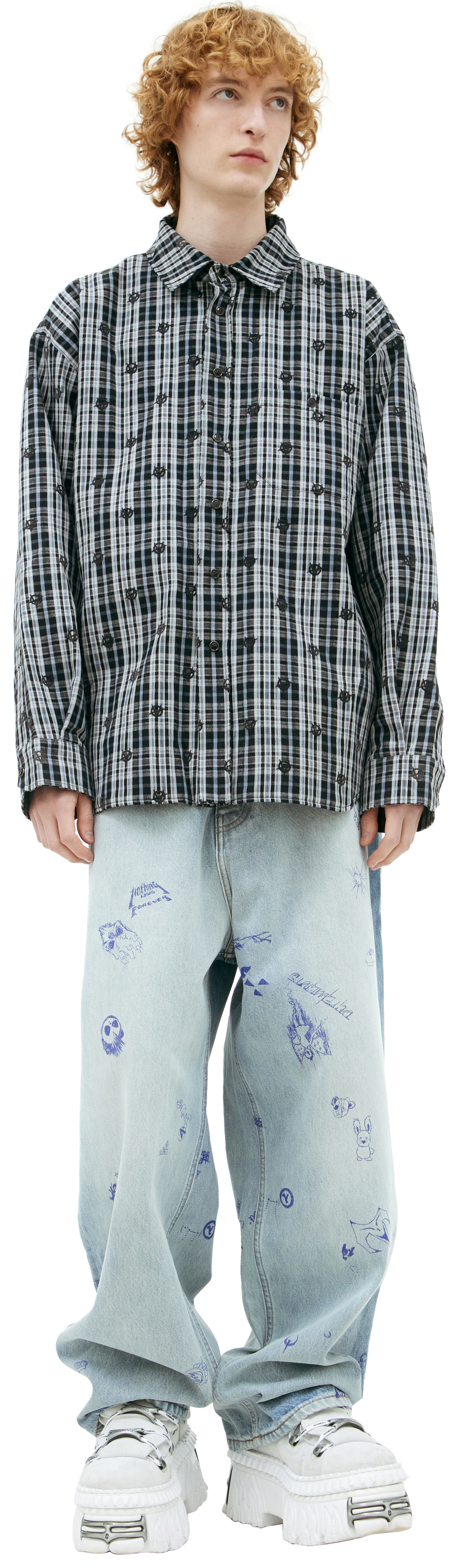 VETEMENTS Logo Embroidered plaid shirt
