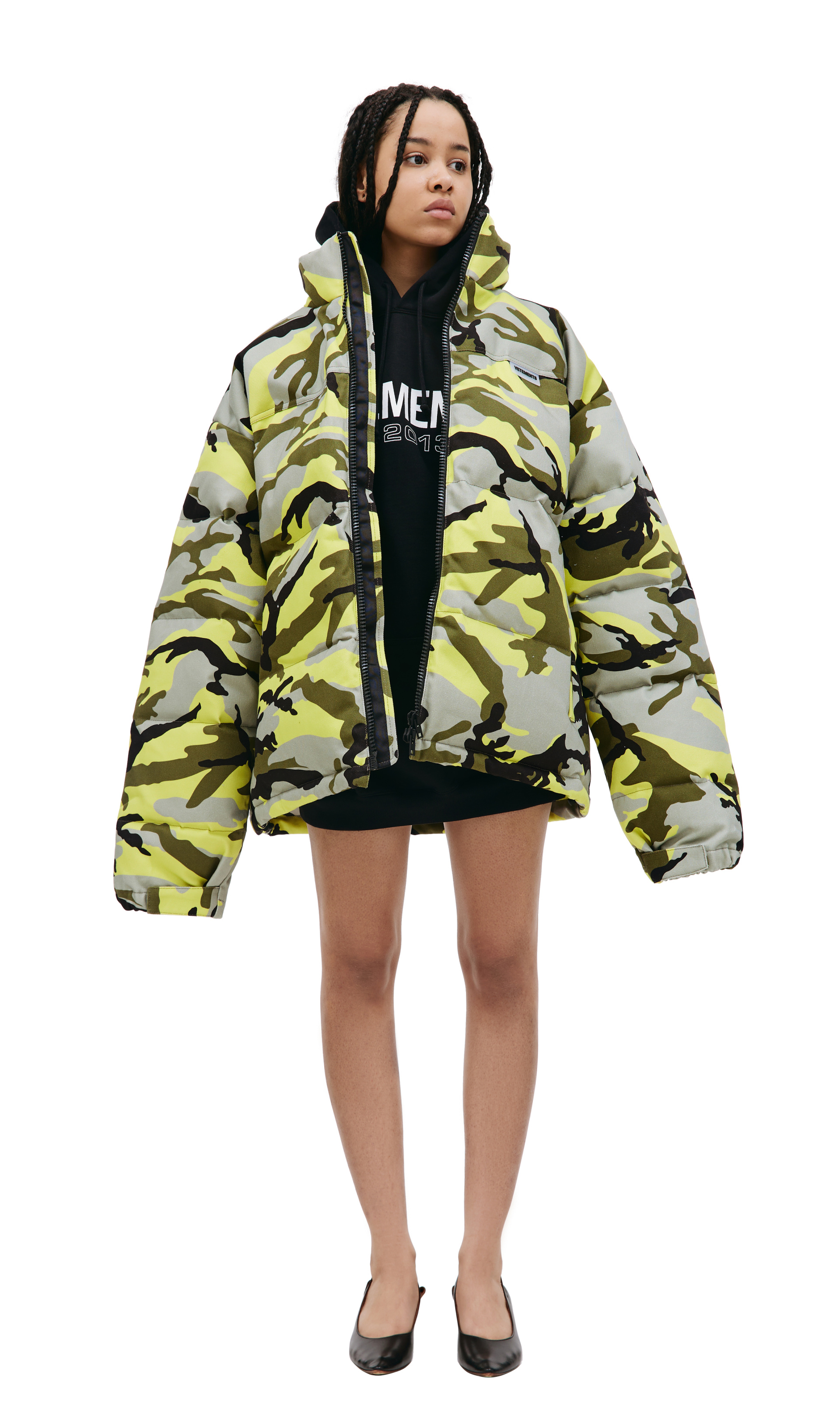 VETEMENTS Yellow camo down jacket