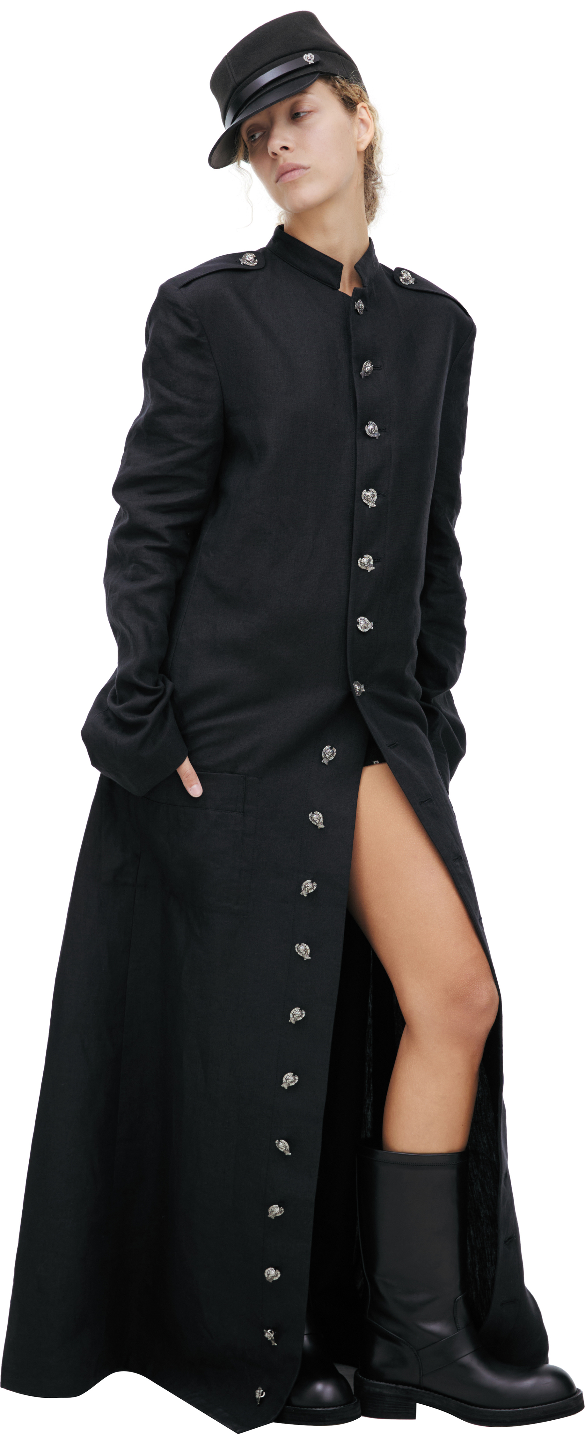 Enfants Riches Déprimés LINEN PRIEST COAT WITH CHERUB BUTTONS