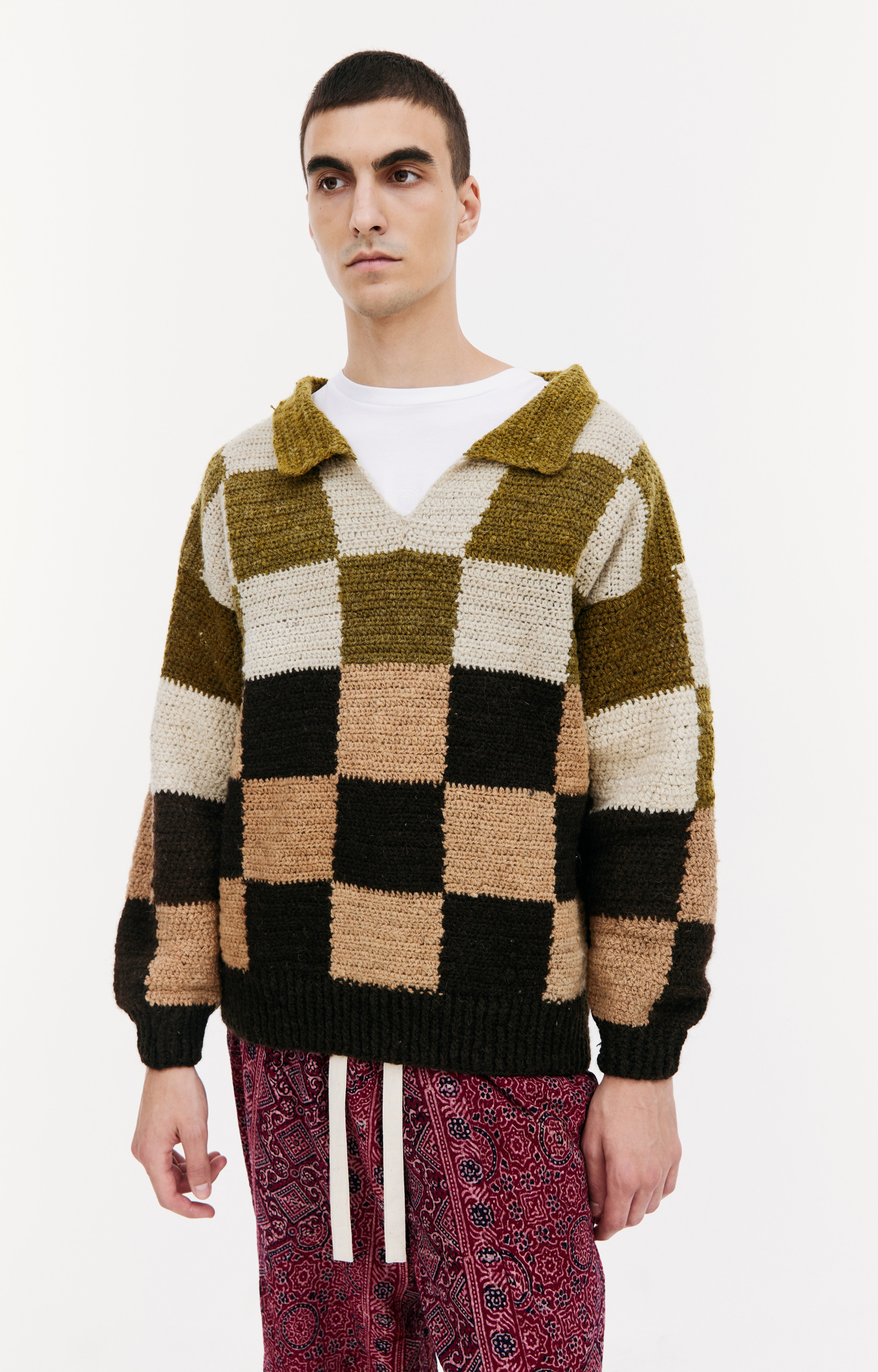 KARU RESEARCH Wool knitted check sweater