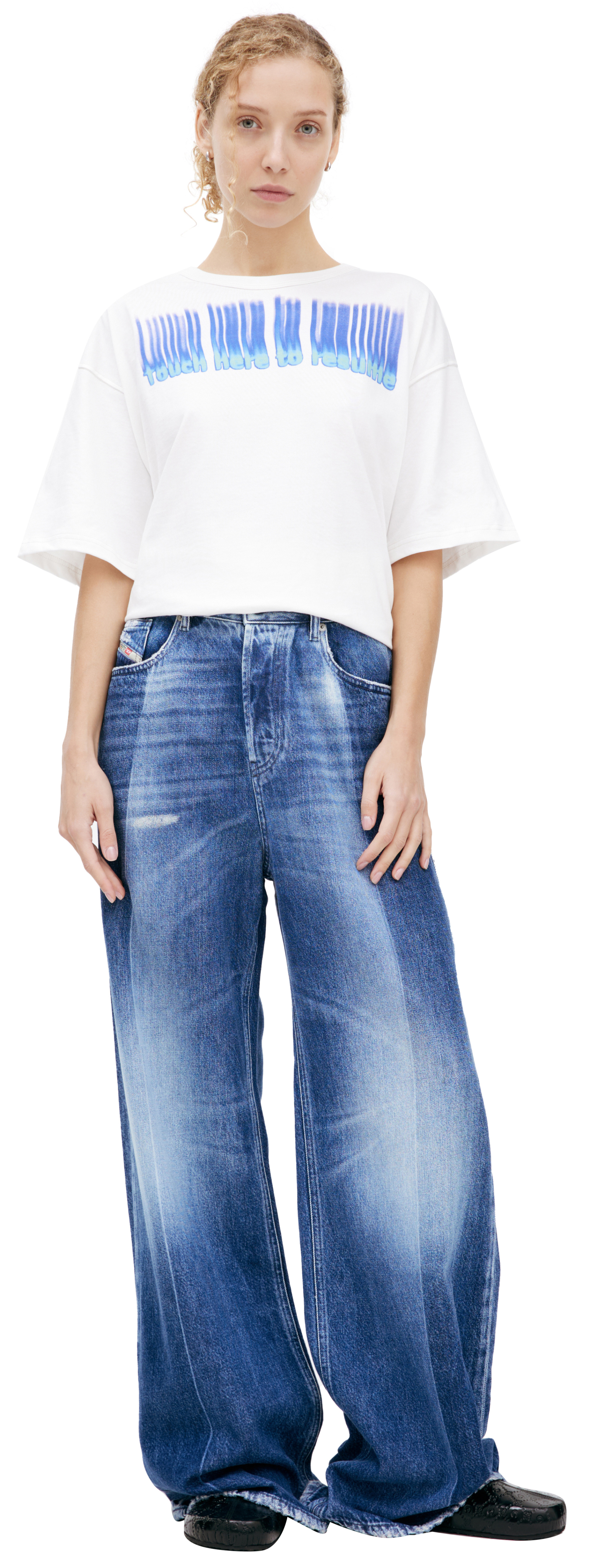 Diesel Wide leg jeans with patch