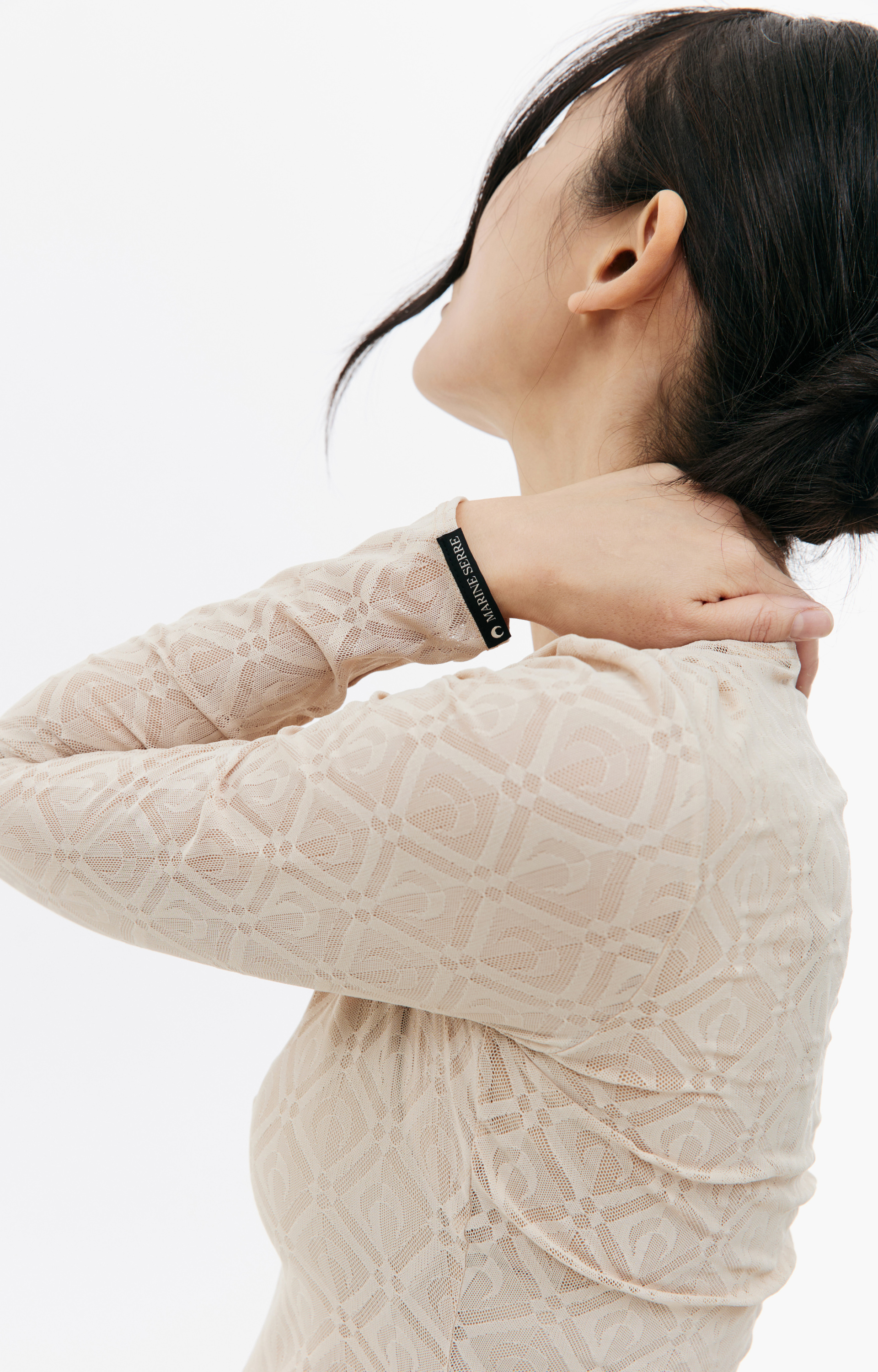 MARINE SERRE Beige Moon logo longsleeve