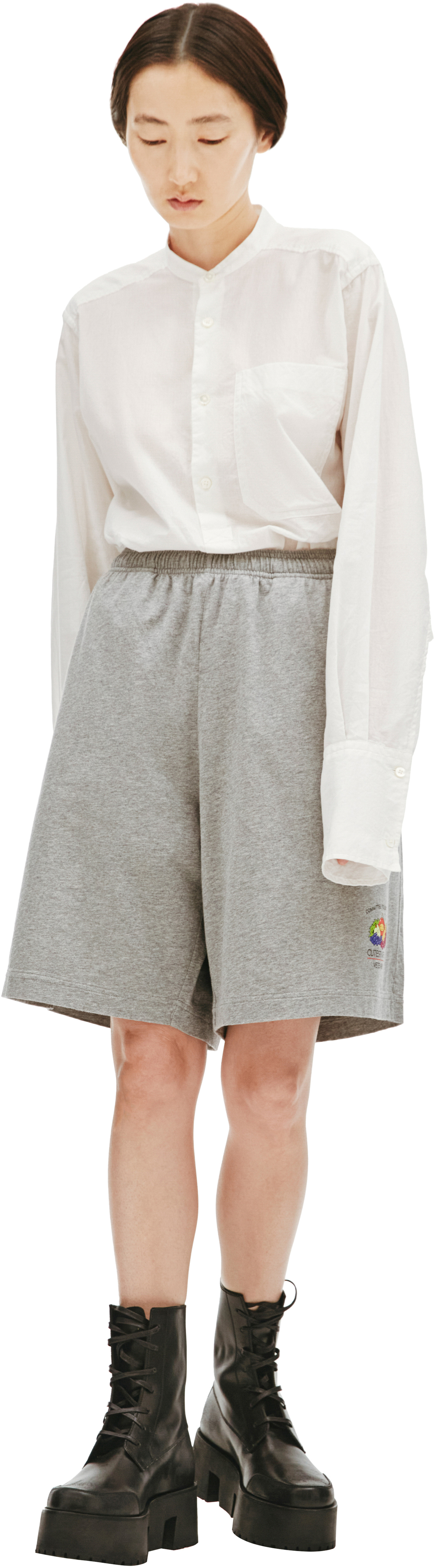 VETEMENTS Grey Cotton Short With Patch