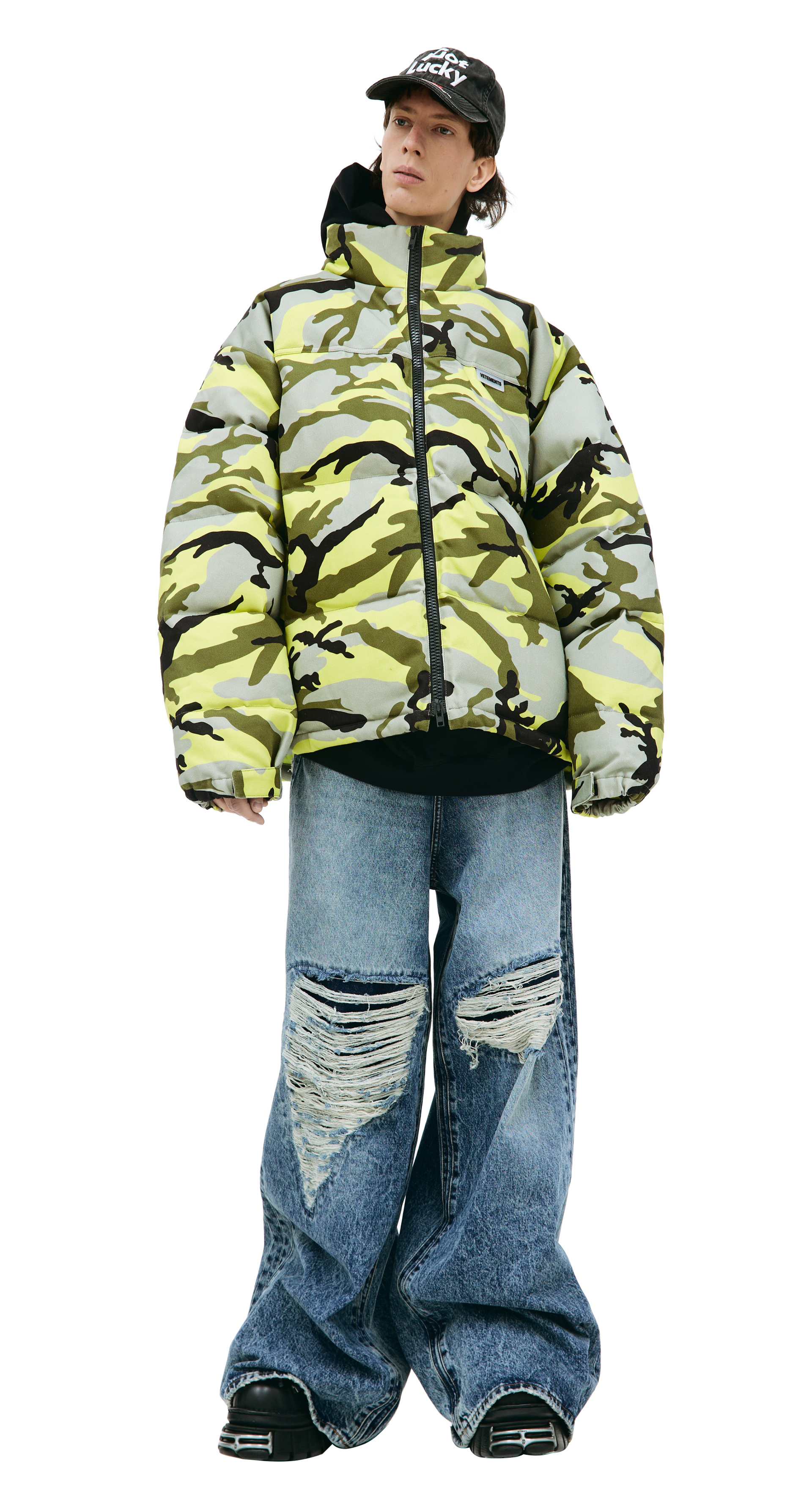 VETEMENTS Yellow camo down jacket