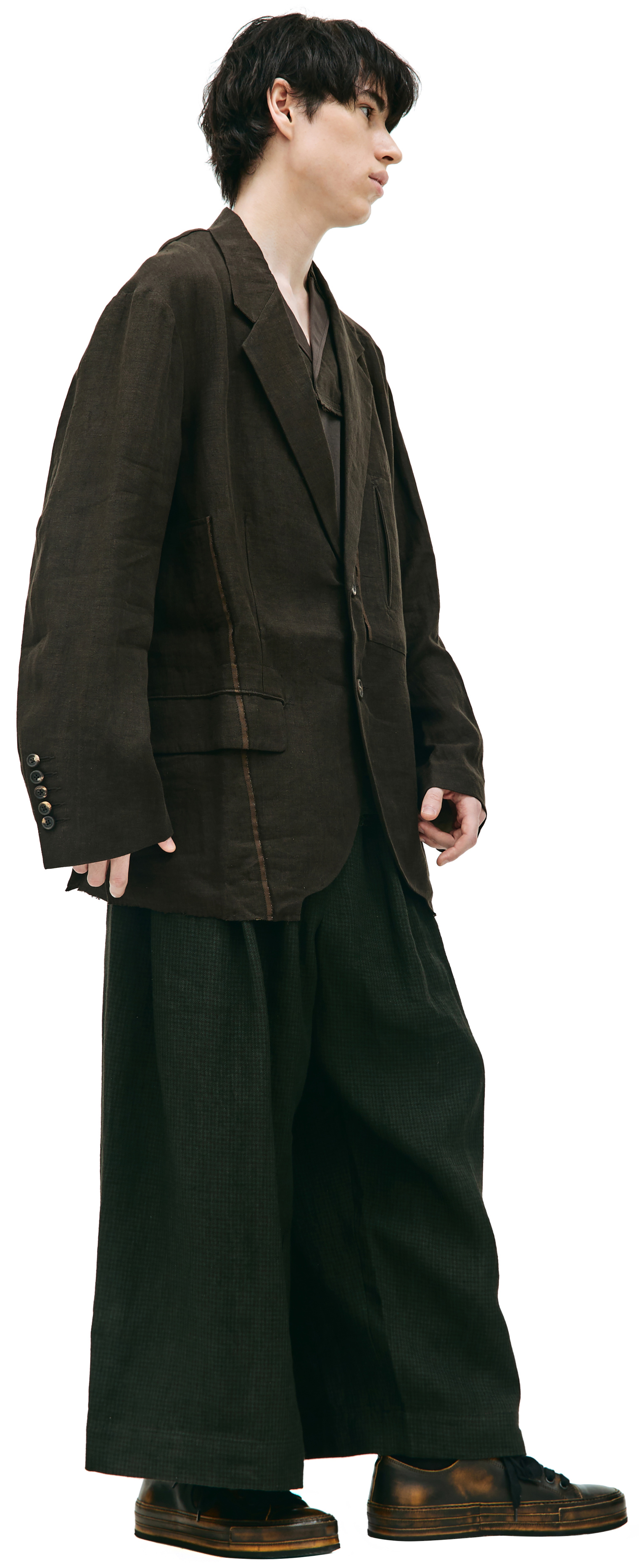 Ziggy Chen Linen blazer with pockets