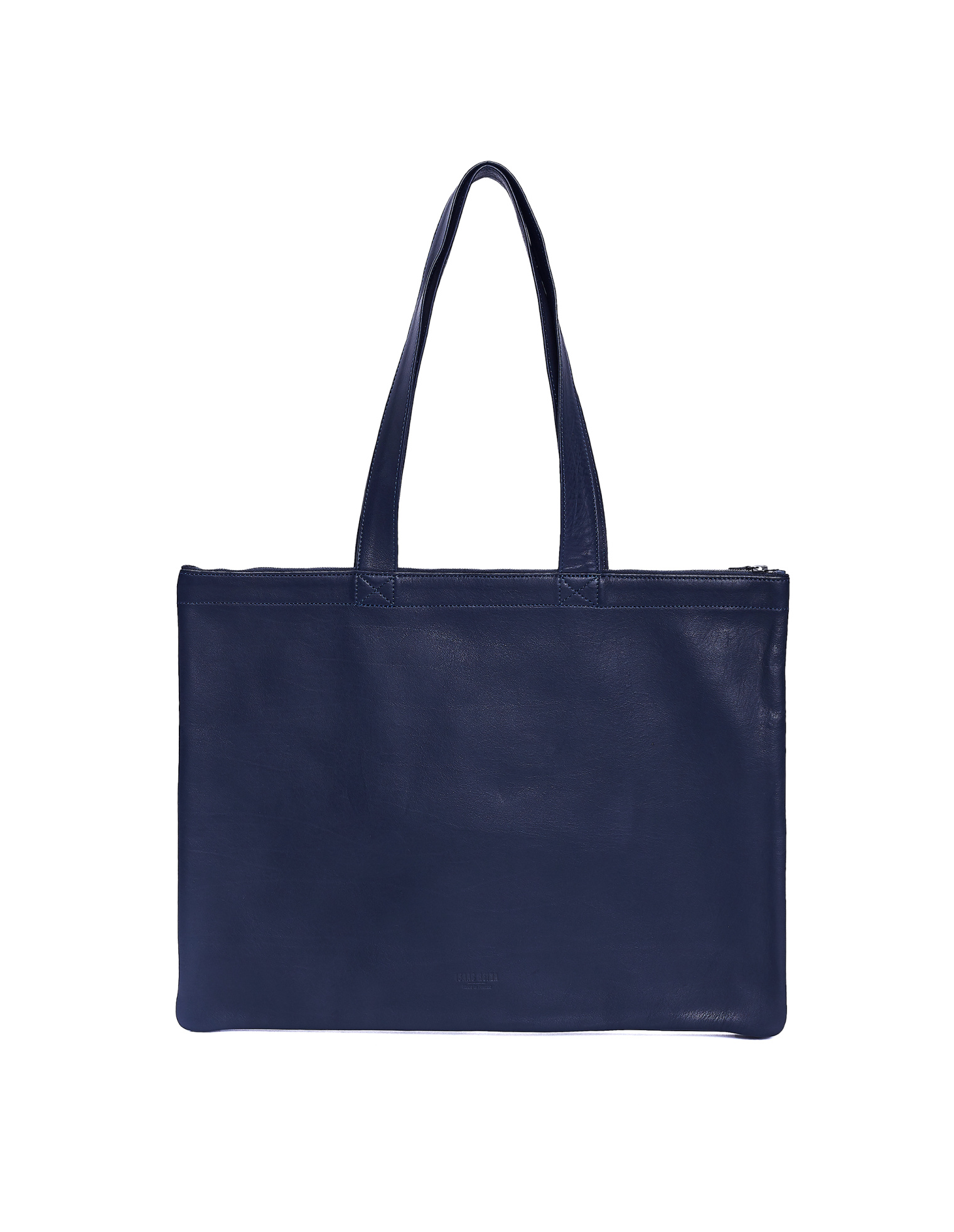 Isaac Reina Navy Blue Leather Double Shopper Bag