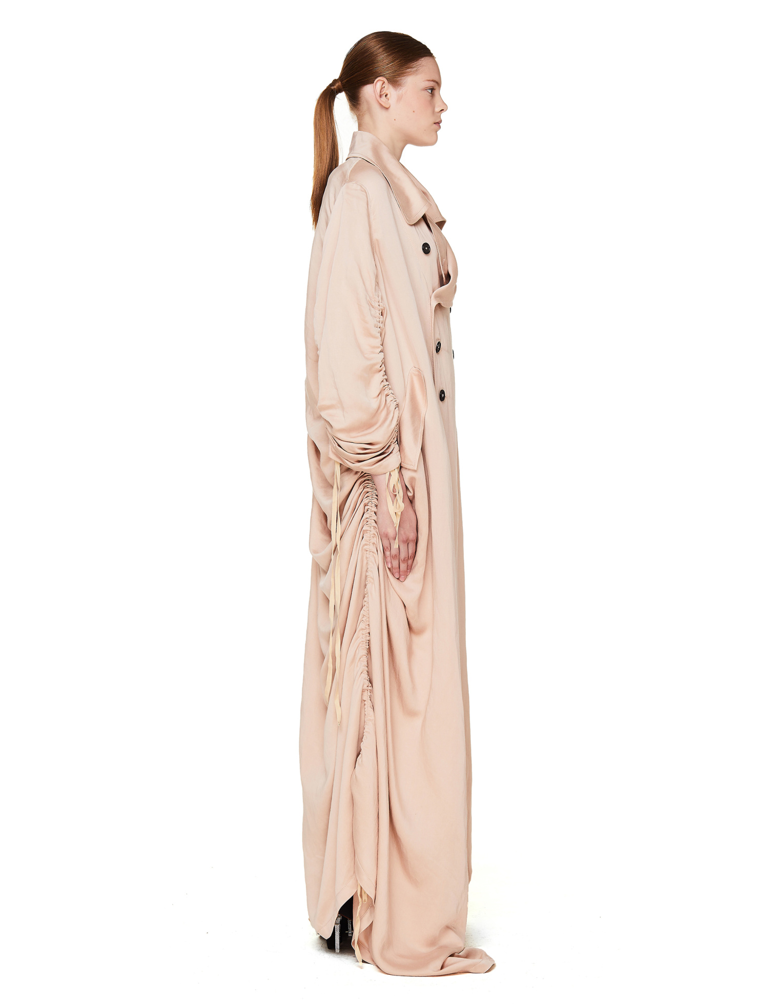 Ann Demeulemeester Розовый плащ Valery с драпировками