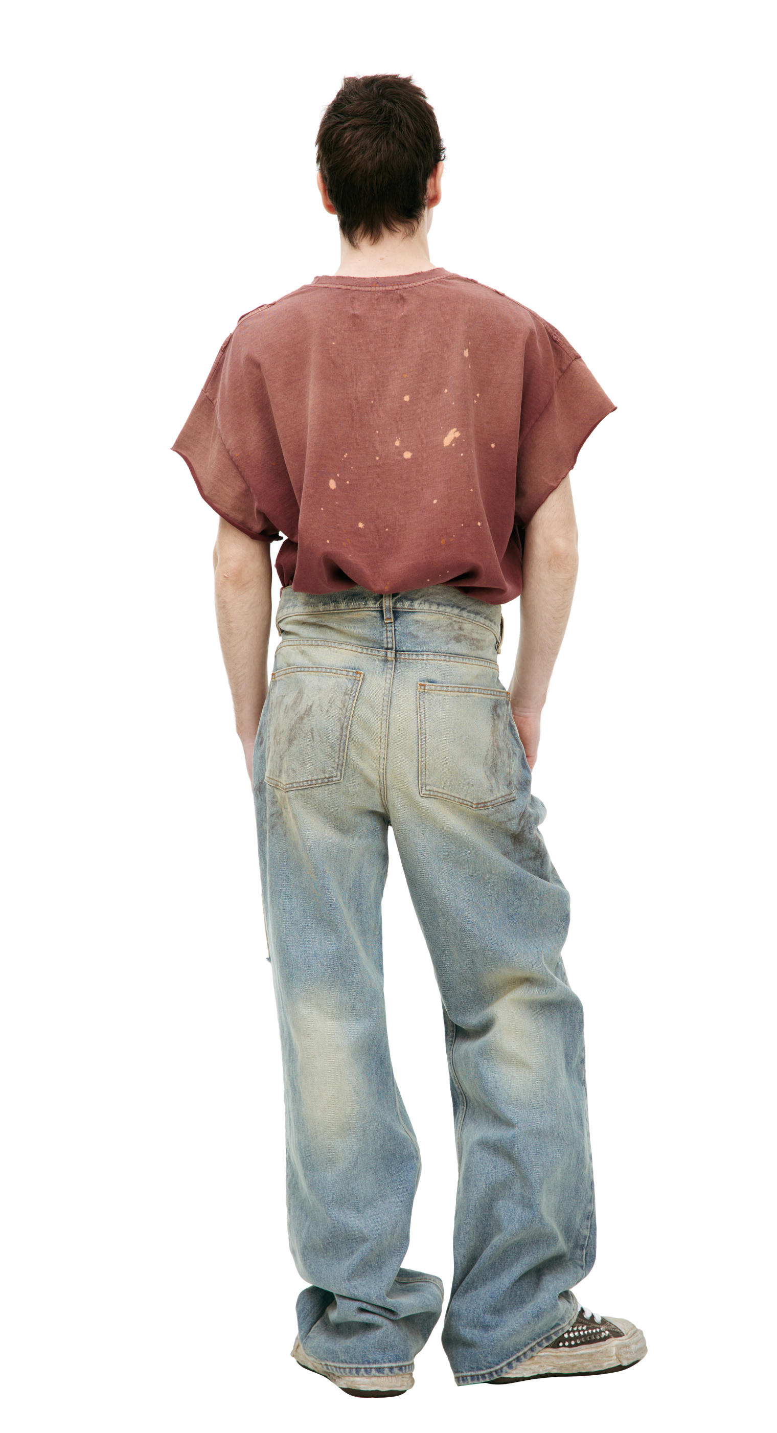 Satoshi Nakamoto Straight jeans with mud effect