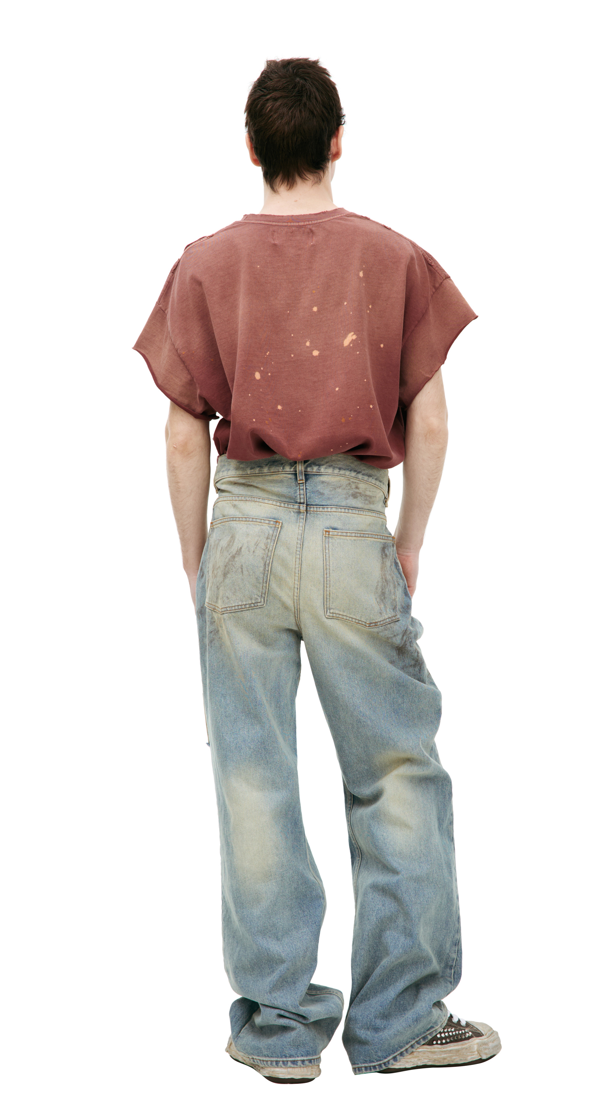 Satoshi Nakamoto Straight jeans with mud effect