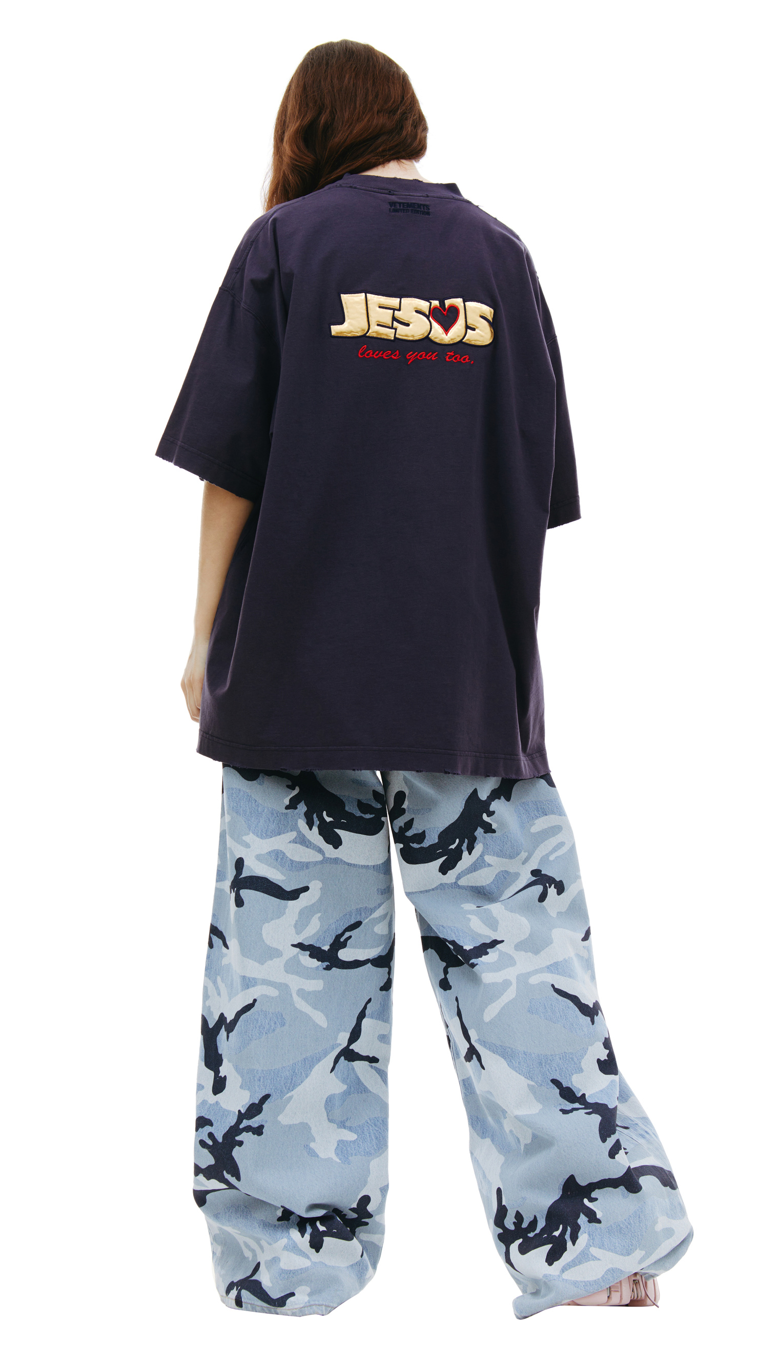 VETEMENTS Оверсайз футболка с патчем Jesus