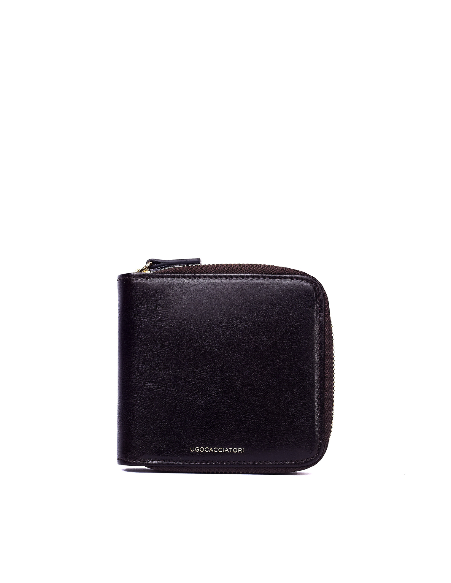 Ugo Cacciatori Dark Brown Leather Zip Pocket Wallet