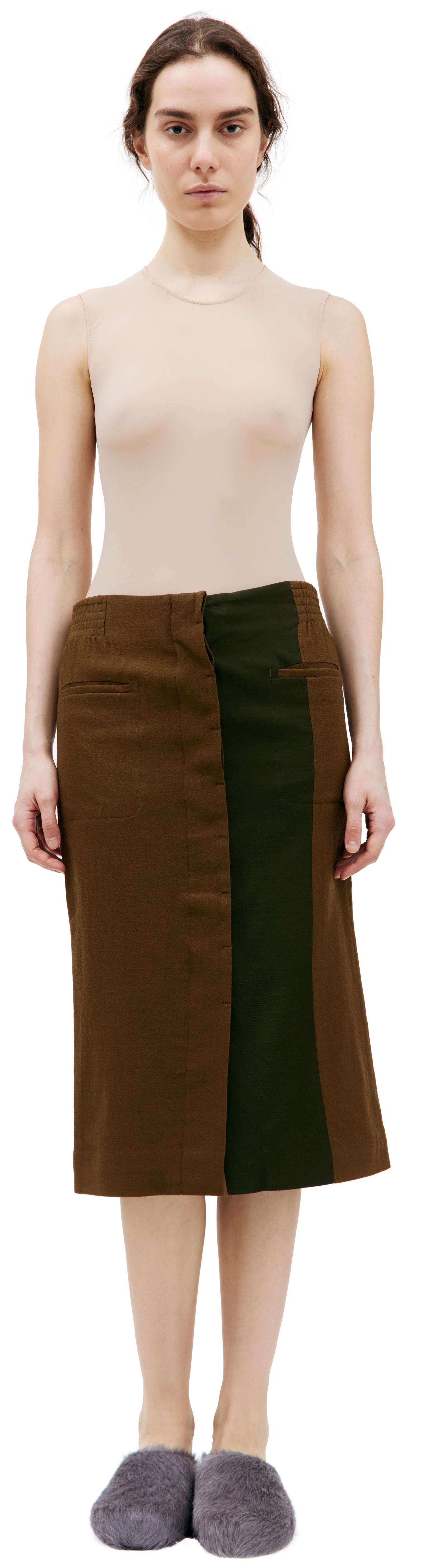 Haider Ackermann Khaki Wool skirt