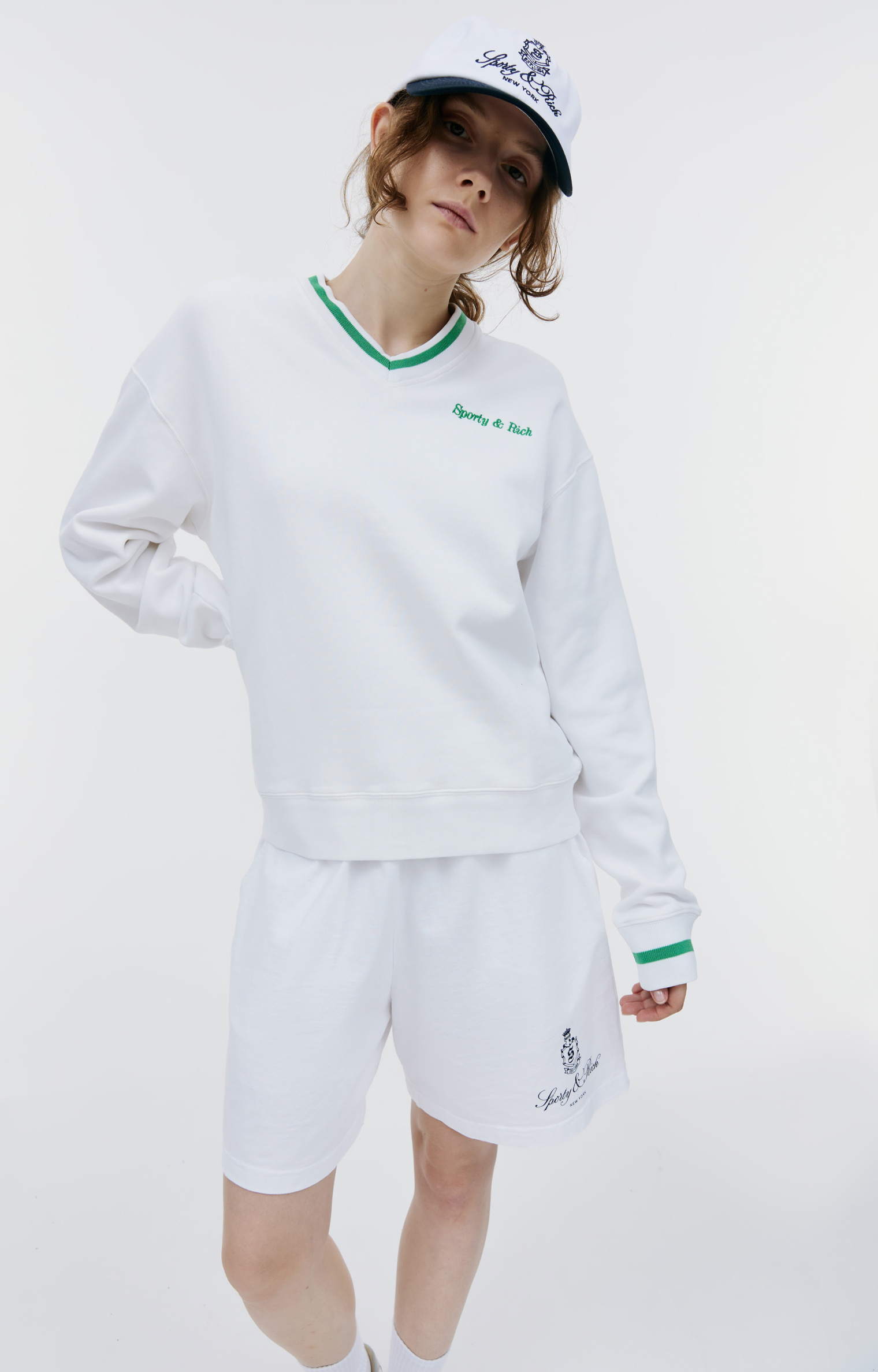 SPORTY & RICH White Serif sweatshirt