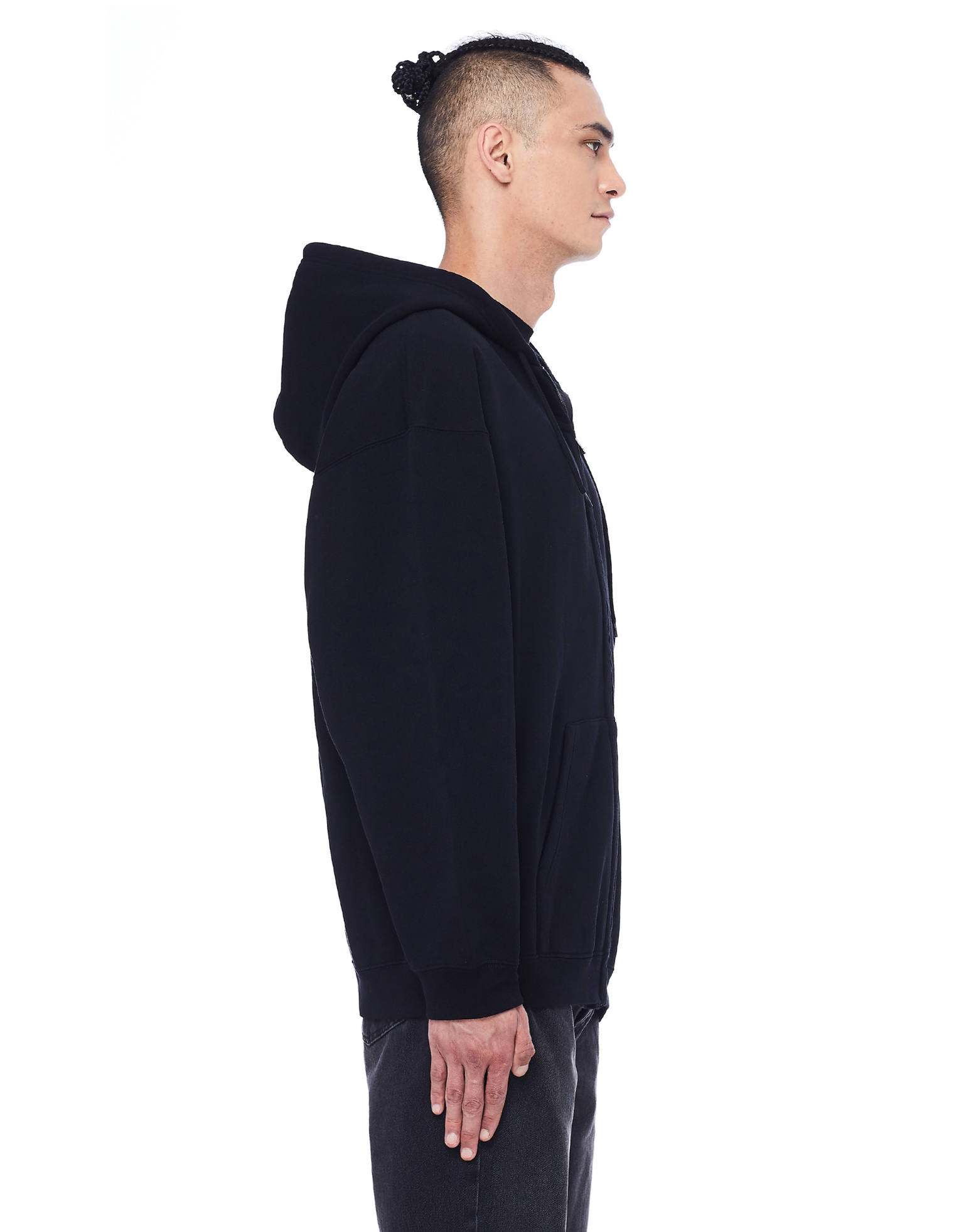 Balenciaga Black Rose Printed Zip-Up Hoodie