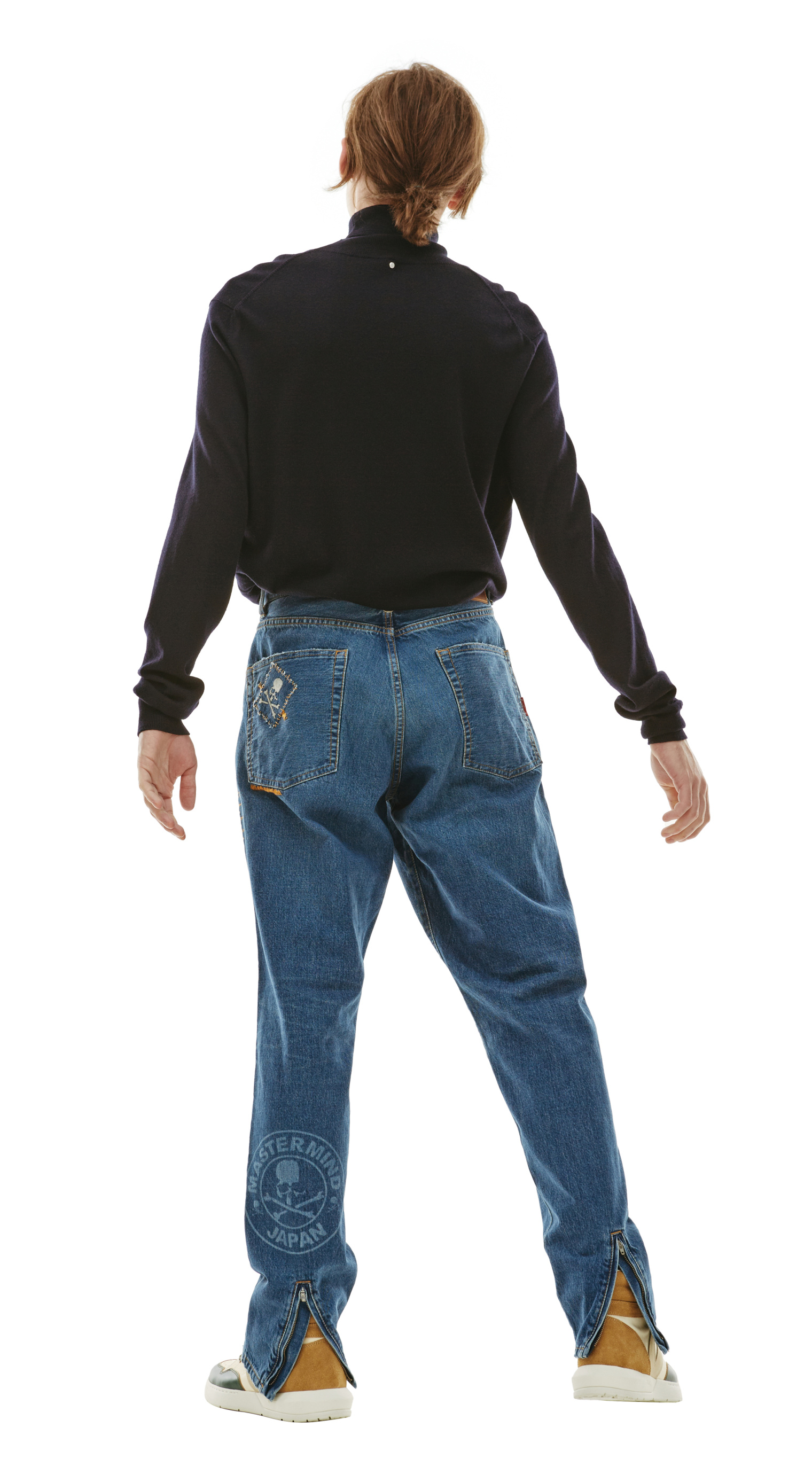 Buy Mastermind WORLD men blue tapered indigo jeans for €1,430 