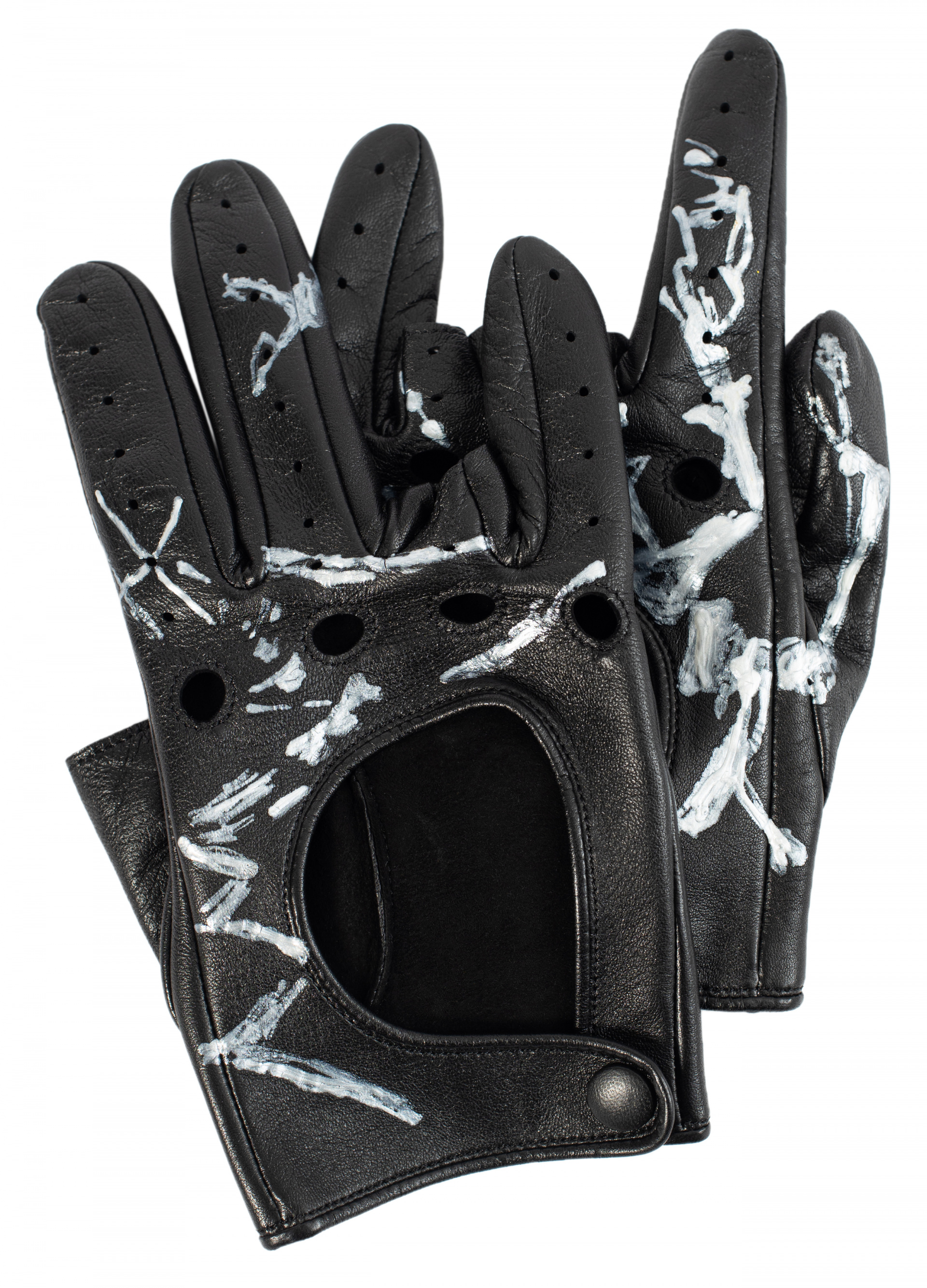 Yohji Yamamoto Black leather gloves with finger cut