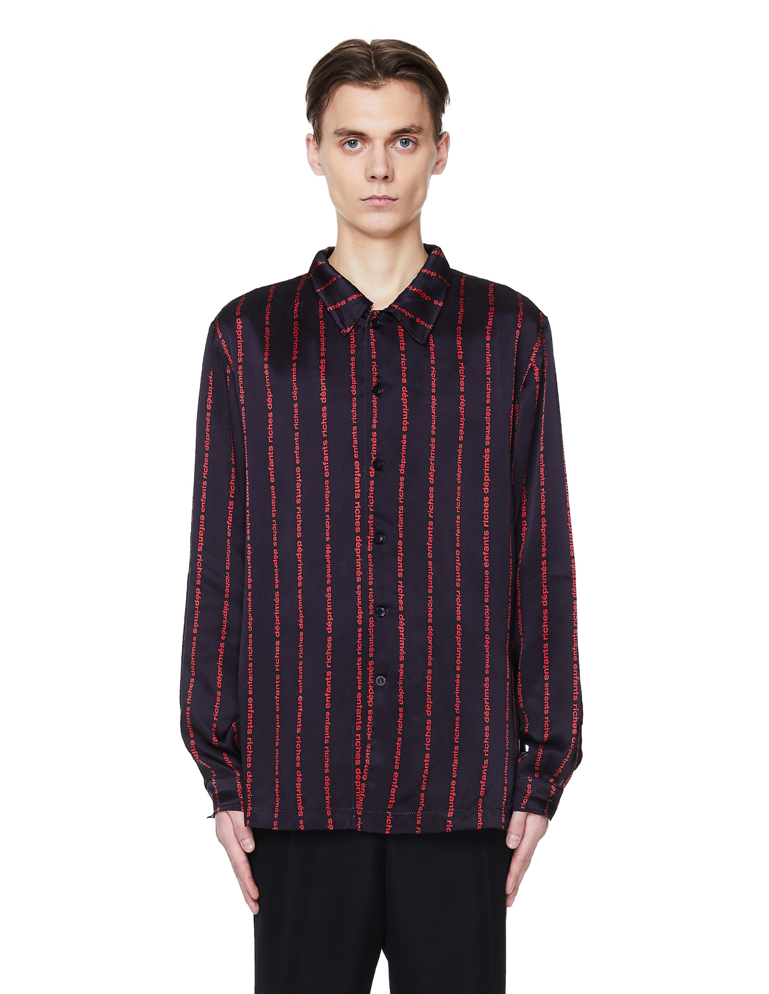 Enfants Riches Deprimes Purple Silk Striped Logo Shirt