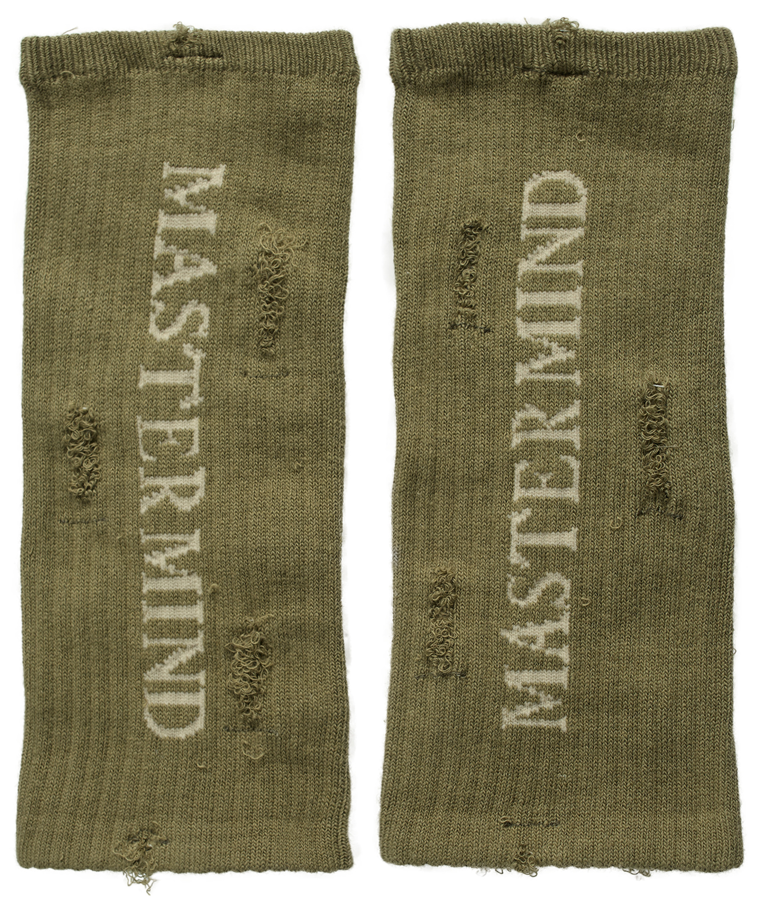 Mastermind WORLD Перчатки-MW25S14-AC006/OLIVE миттенки, рваные, вышивка лого, хаки