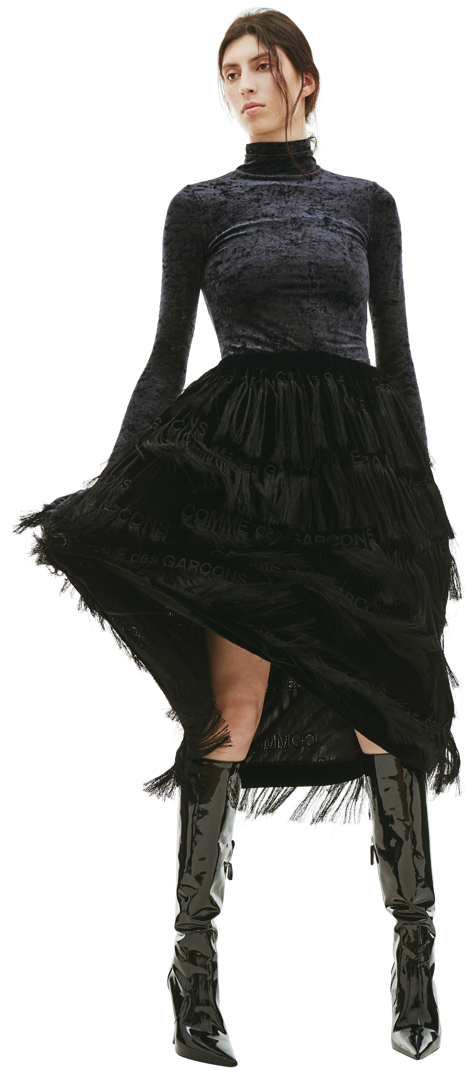 Comme des Garcons Black Logo Embroidered Skirt