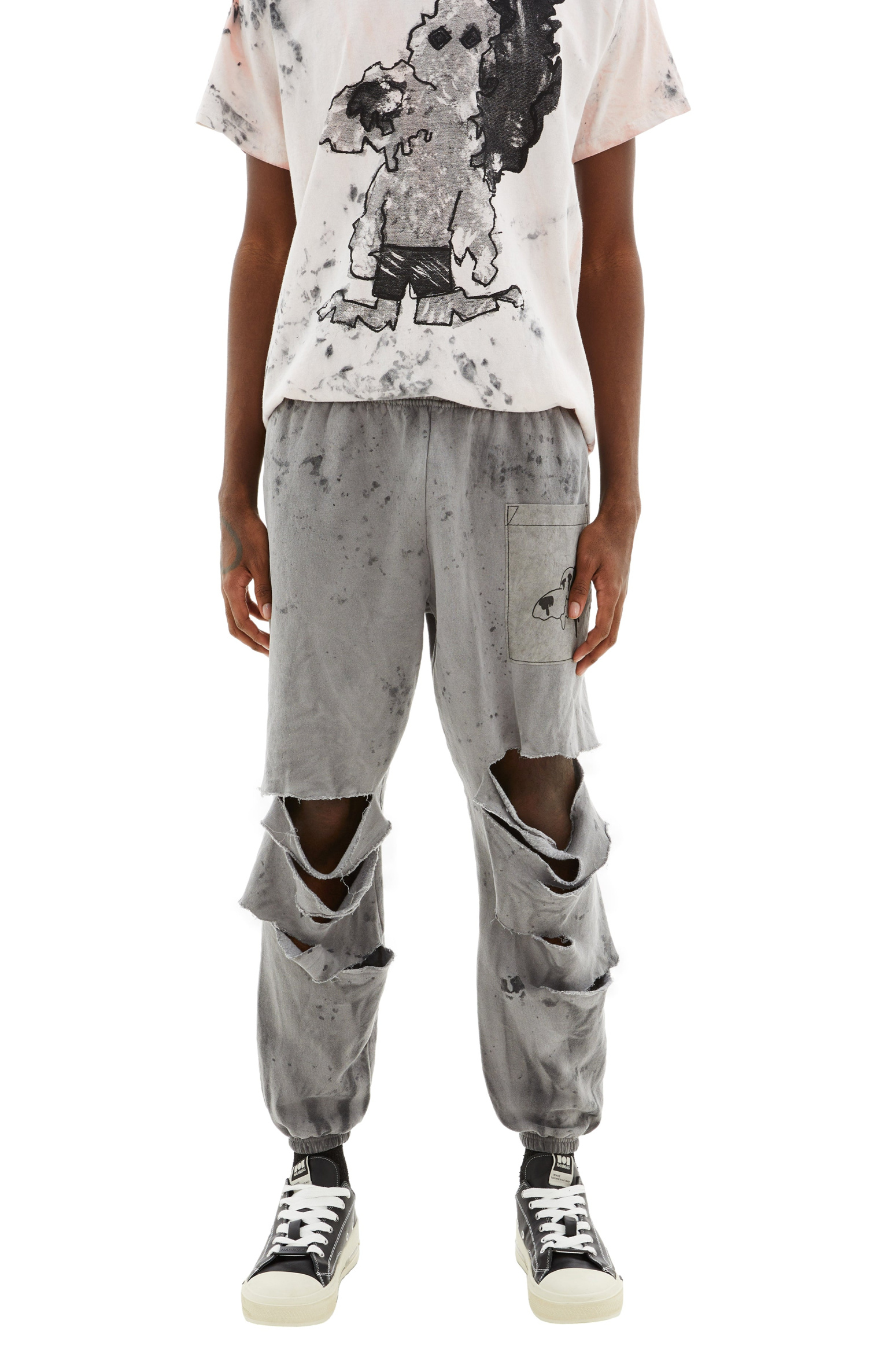 WESTFALL Melting Snoppy Pocket Destroyed Sweatpants