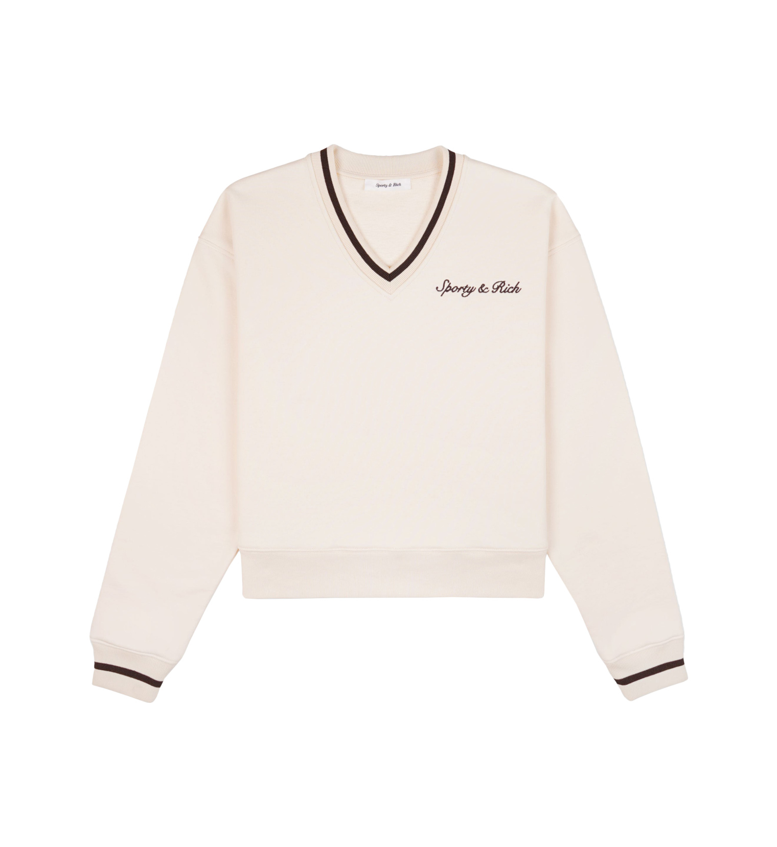 SPORTY & RICH Logo embroidered V-neck sweatshirt