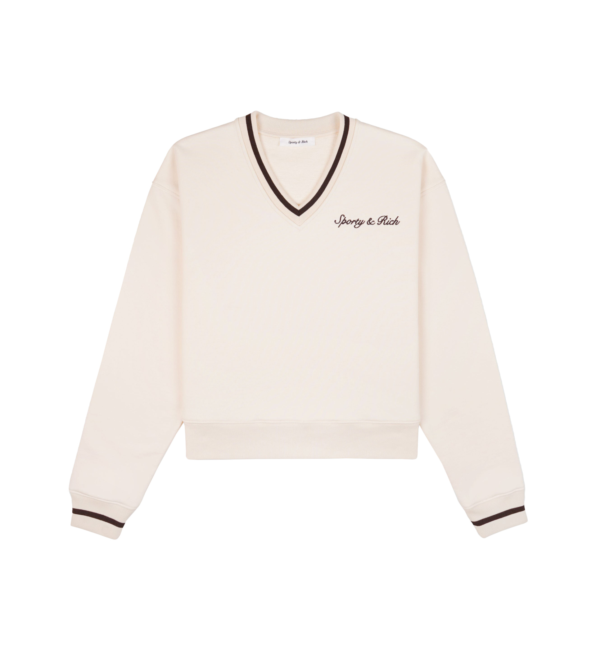 SPORTY & RICH Logo embroidered V-neck sweatshirt