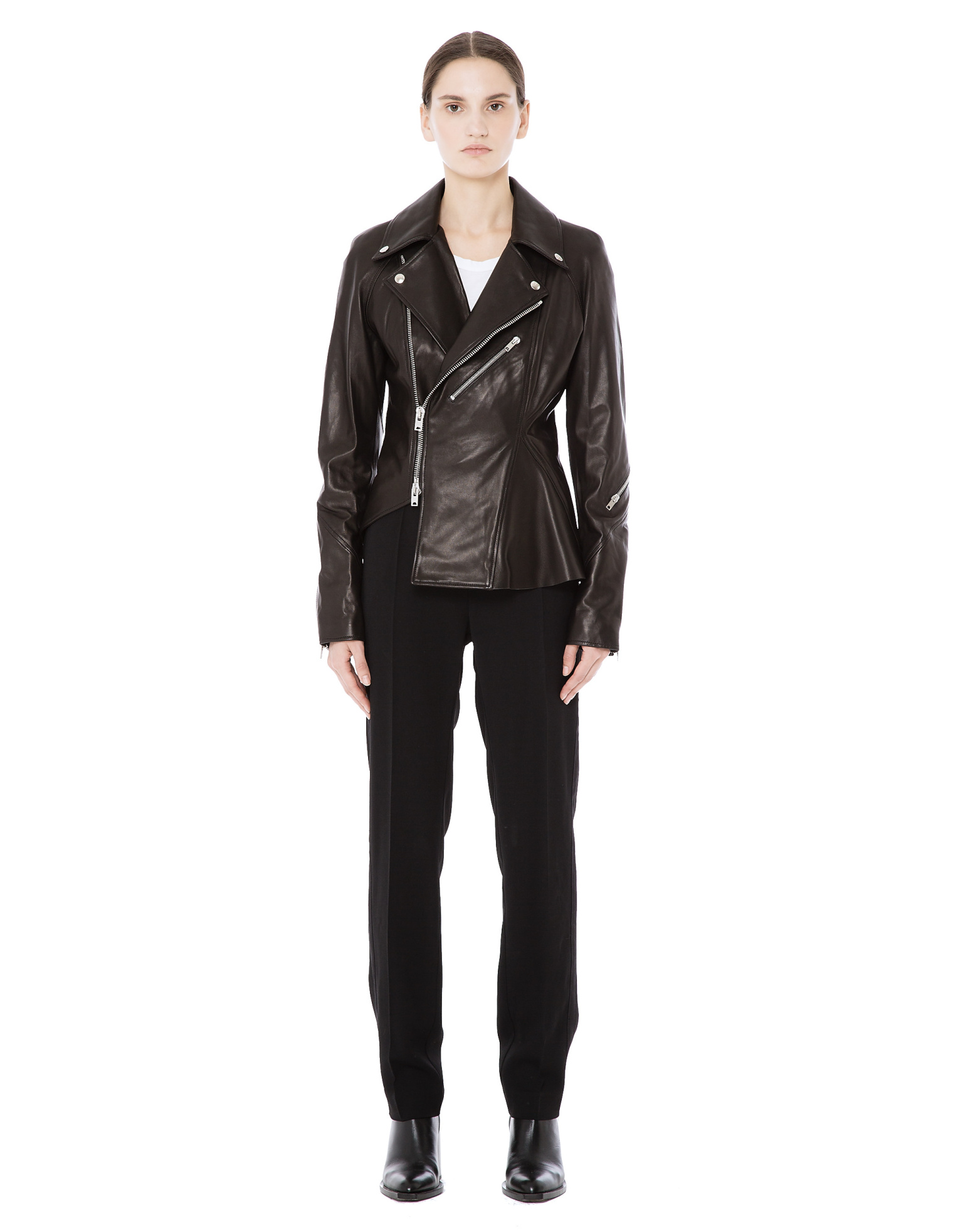 Yang Li Asymmetric leather jacket