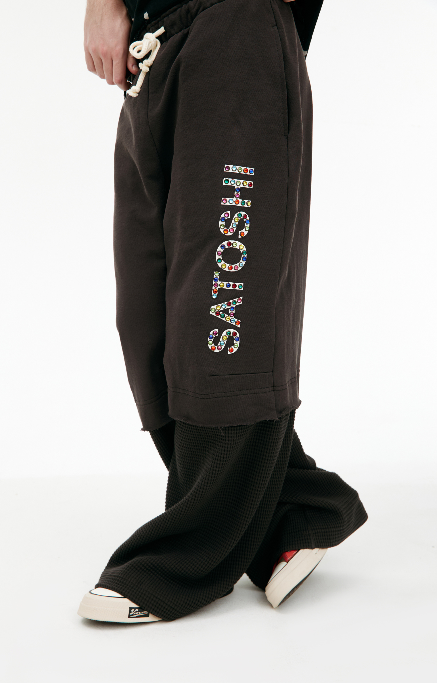 Satoshi Nakamoto Sweatpants with rhinestone logo