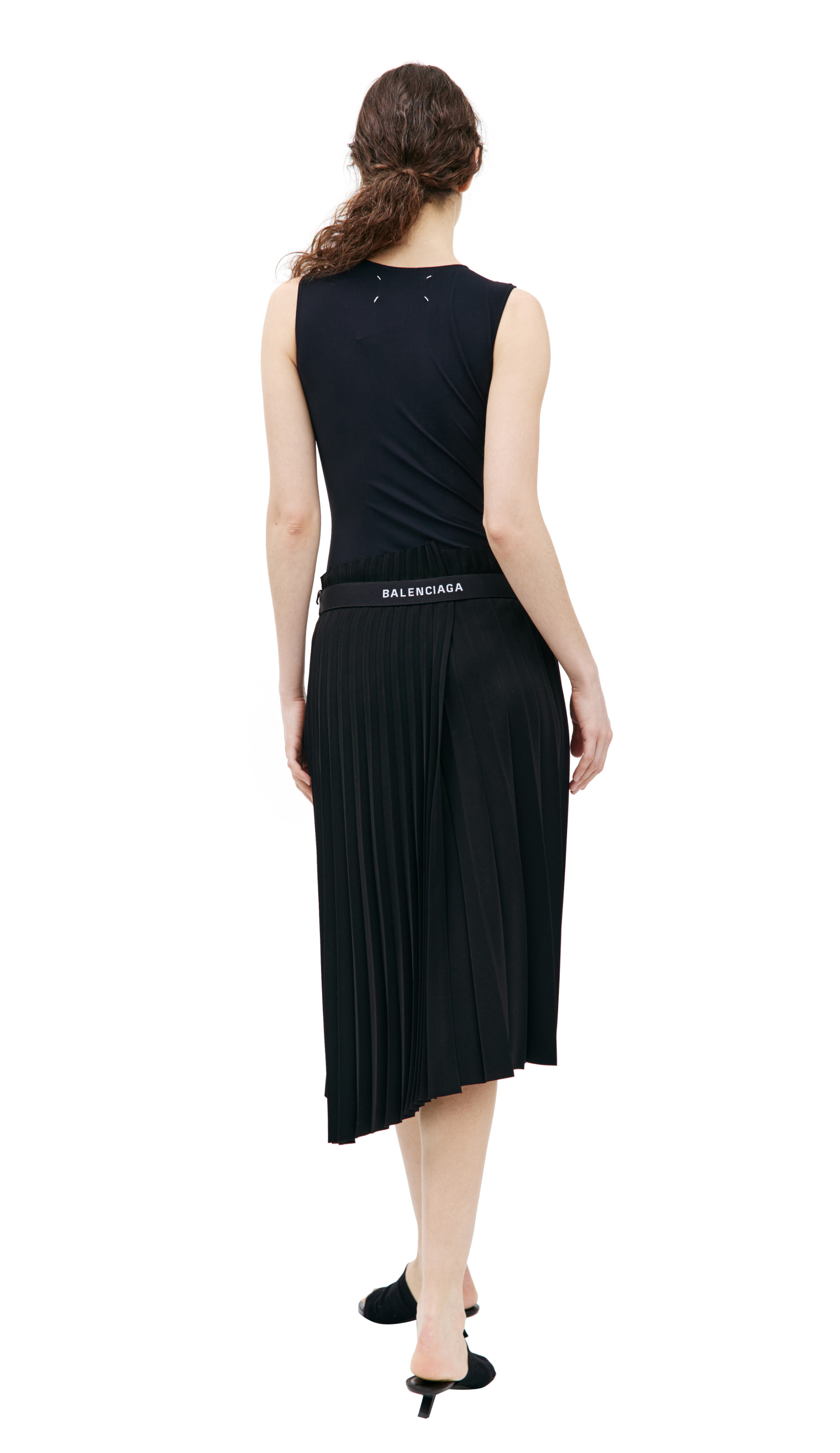 Balenciaga Fancy Black Pleated Skirt