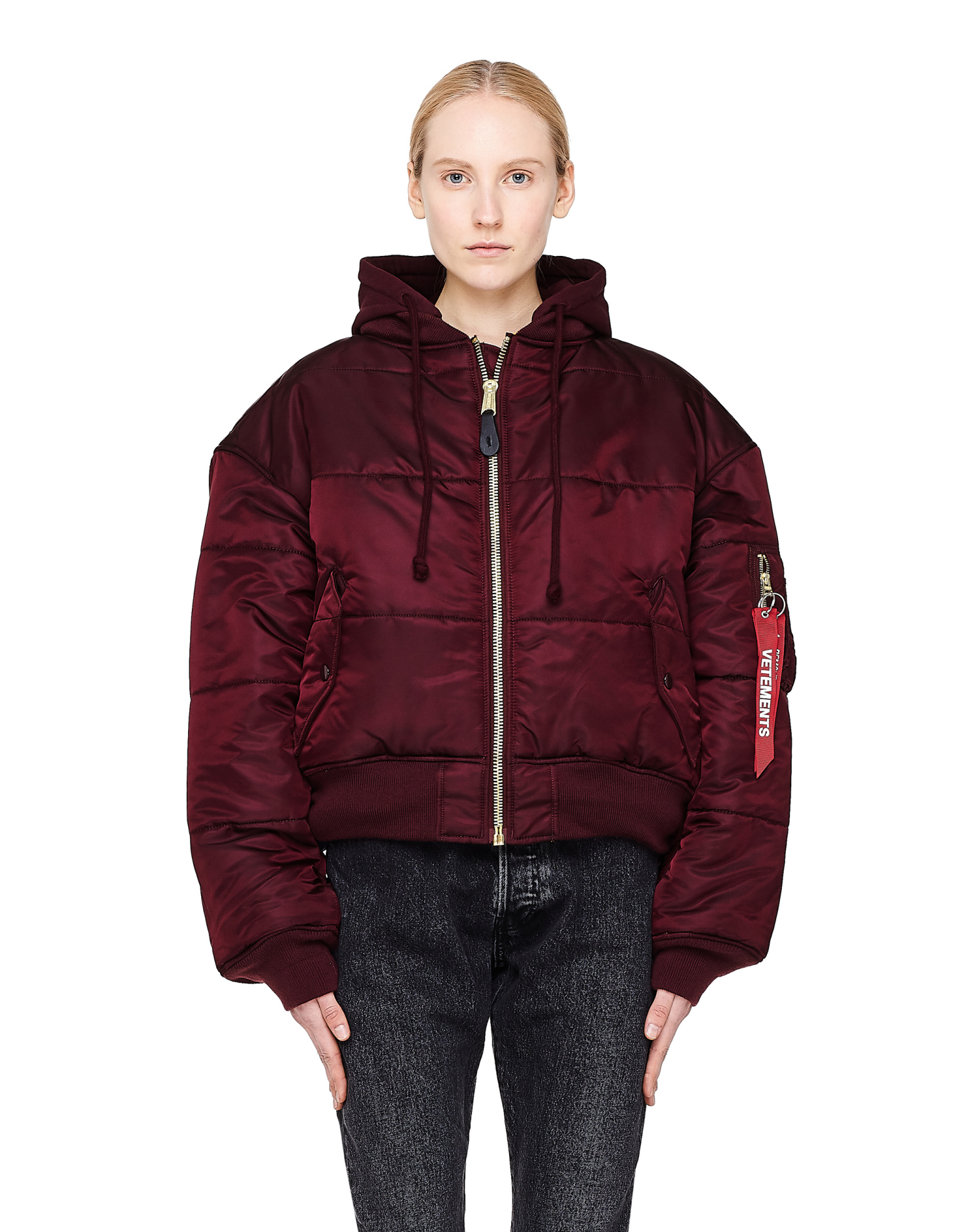 VETEMENTS Бордовый двусторонний бомбер с капюшоном