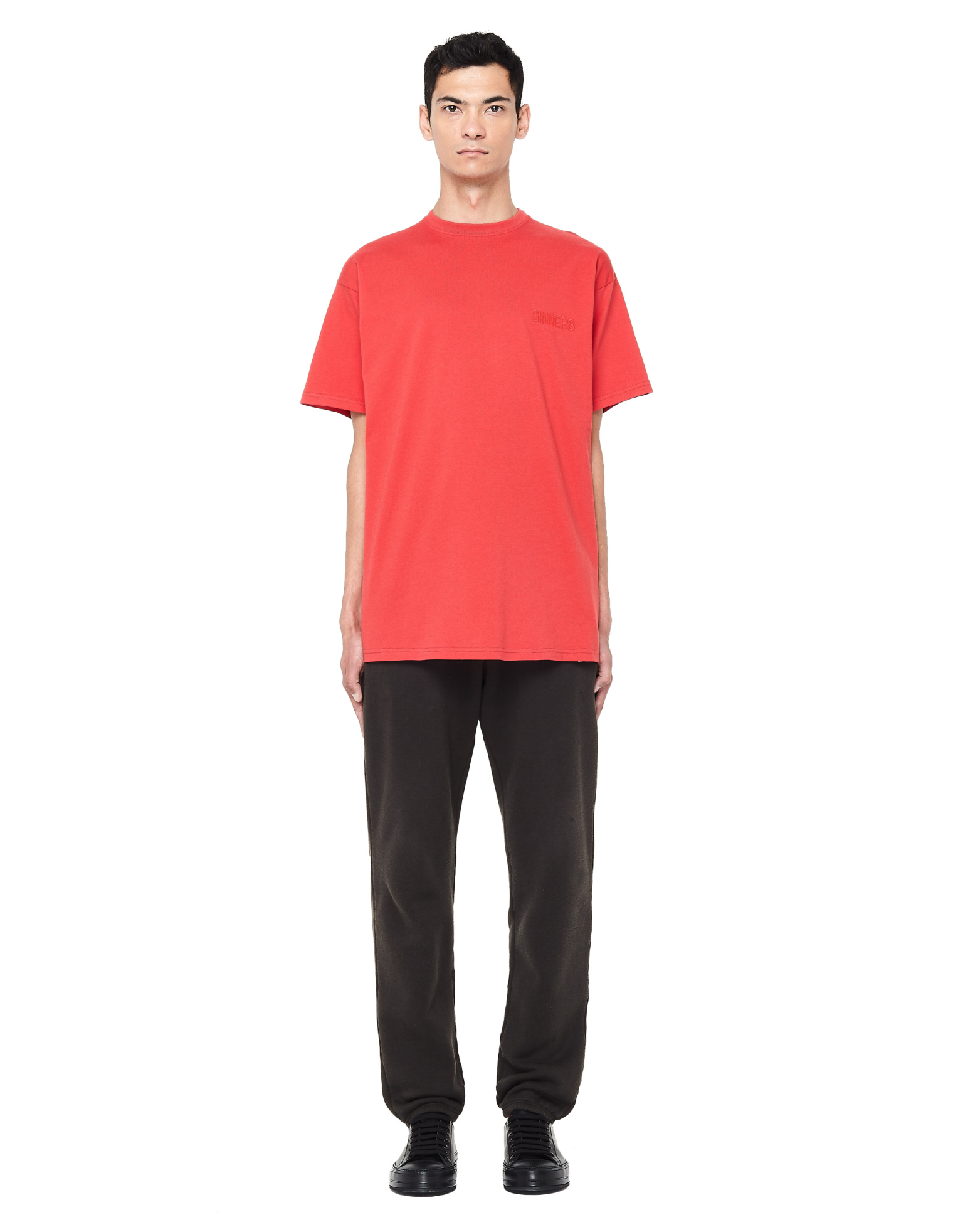 Balenciaga Sinners Embroidered Red Cotton T-shirt