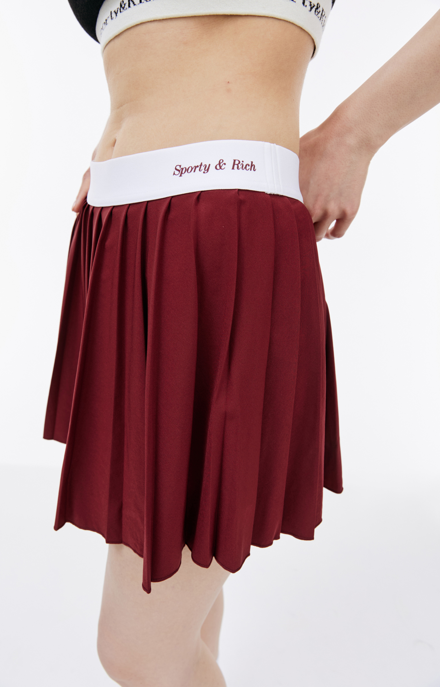 SPORTY & RICH Logo pleated skirt