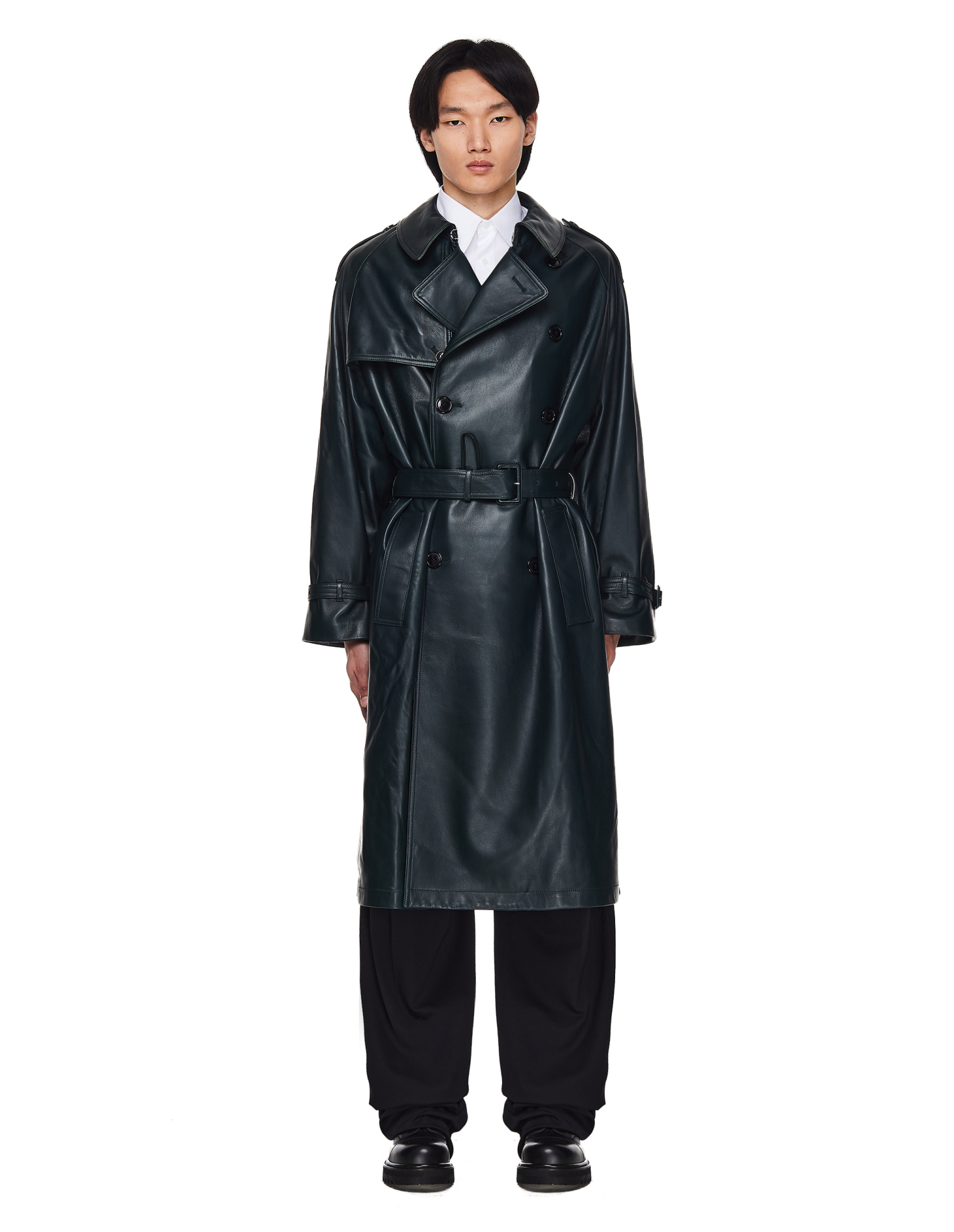 VETEMENTS Leather Double Breasted Coat