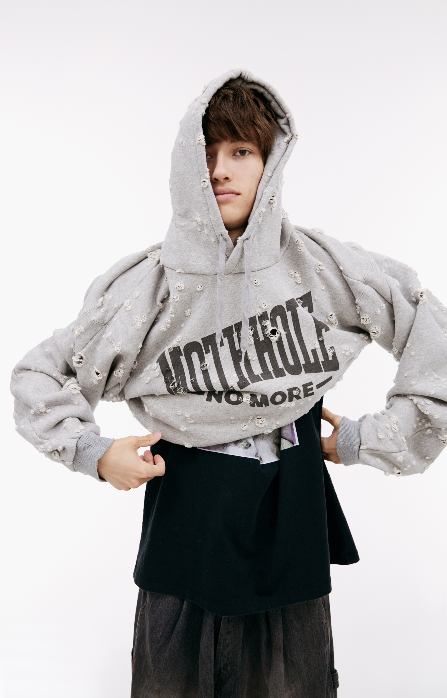 Doublet Ripped print hoodie