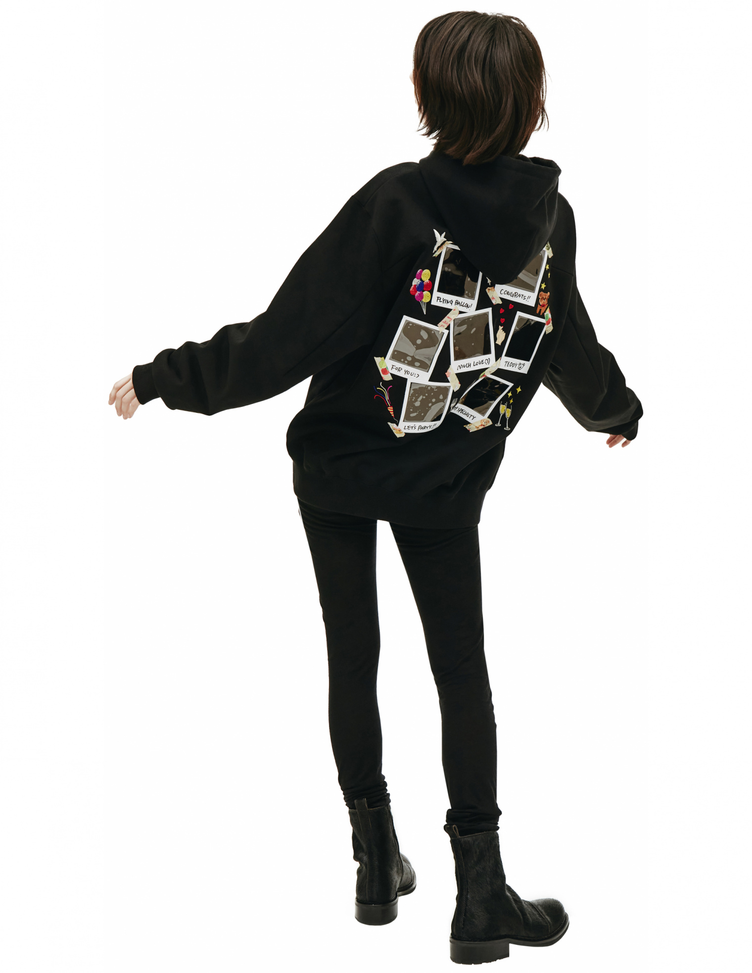 Buy Doublet men black polaroid patched hoodie for $405 online on