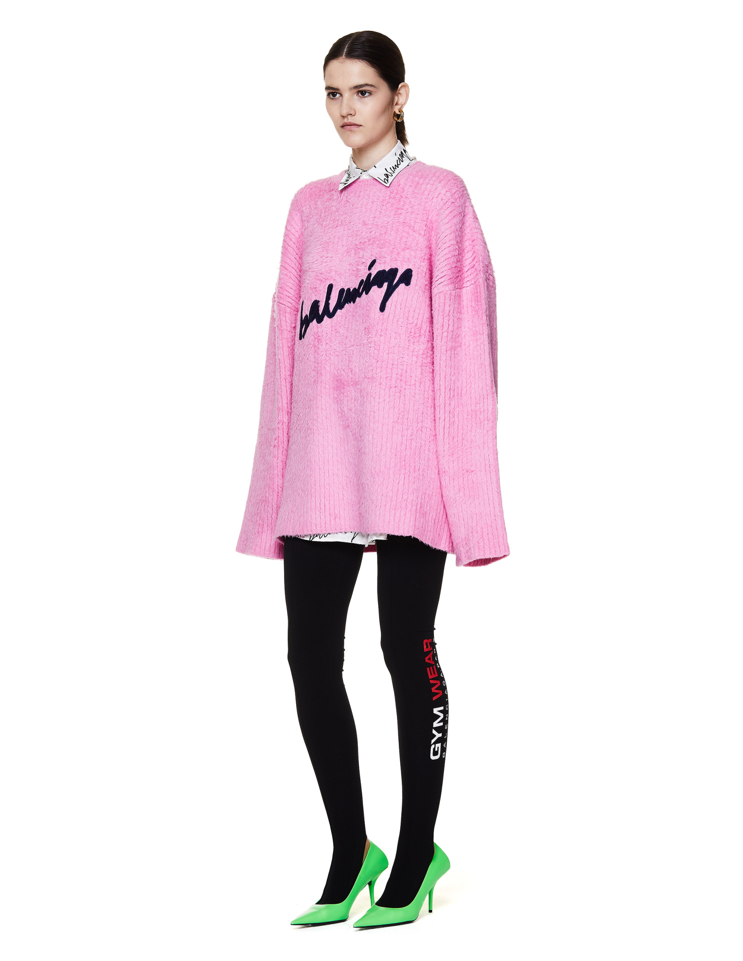 Balenciaga Pink Cotton Scribble Logo Sweater