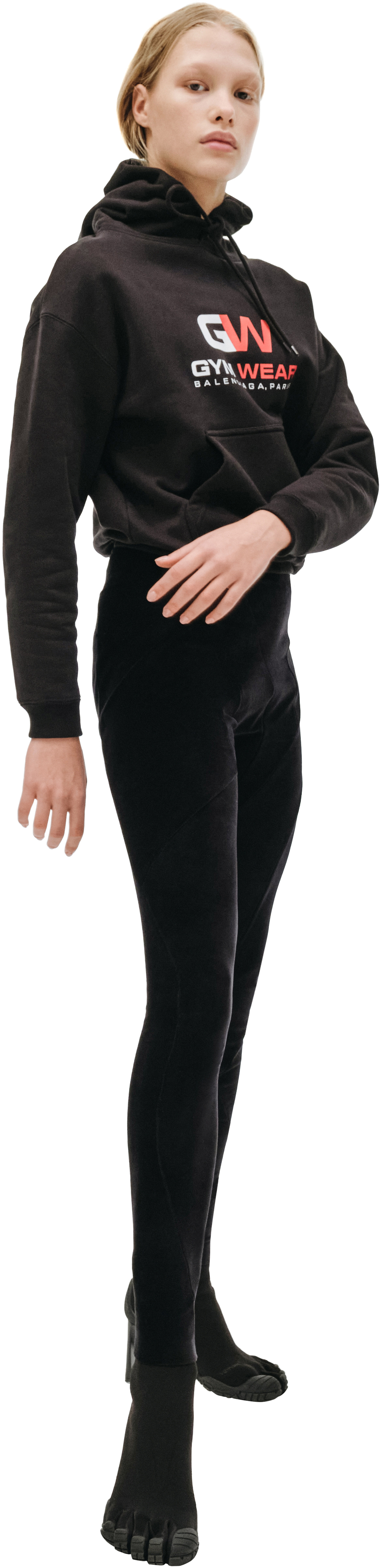 Balenciaga Black Cropped Gym Wear Hoodie