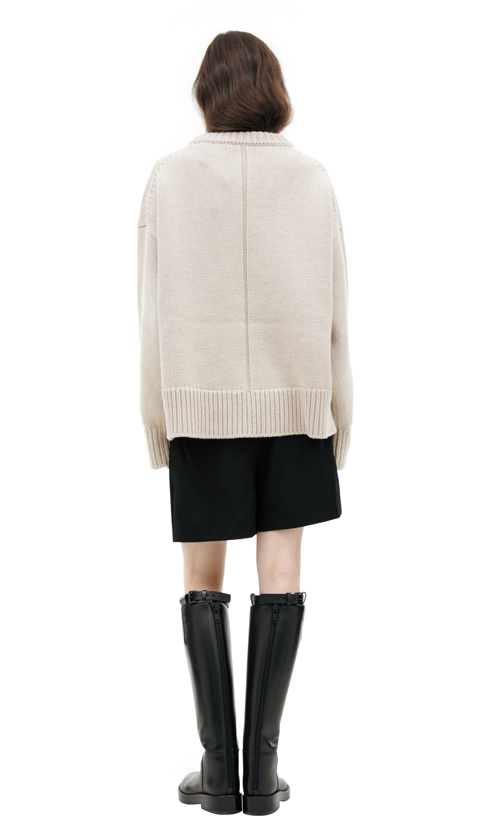 The Row Beige sweater with large knit pattern