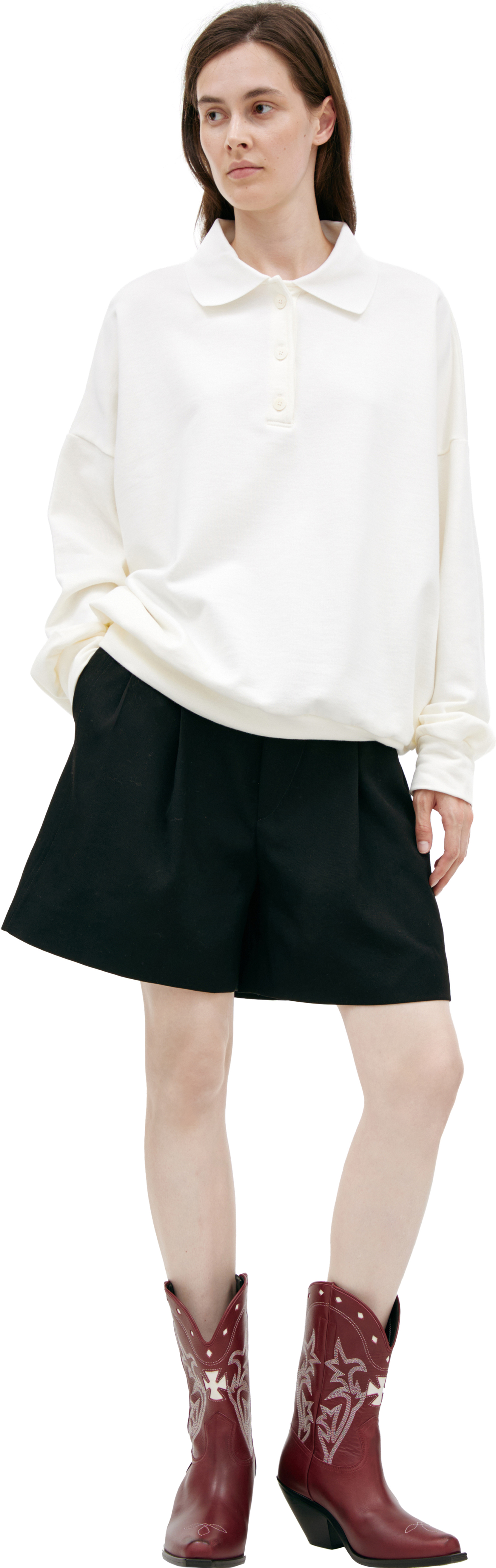 The Row White button-down polo shirt