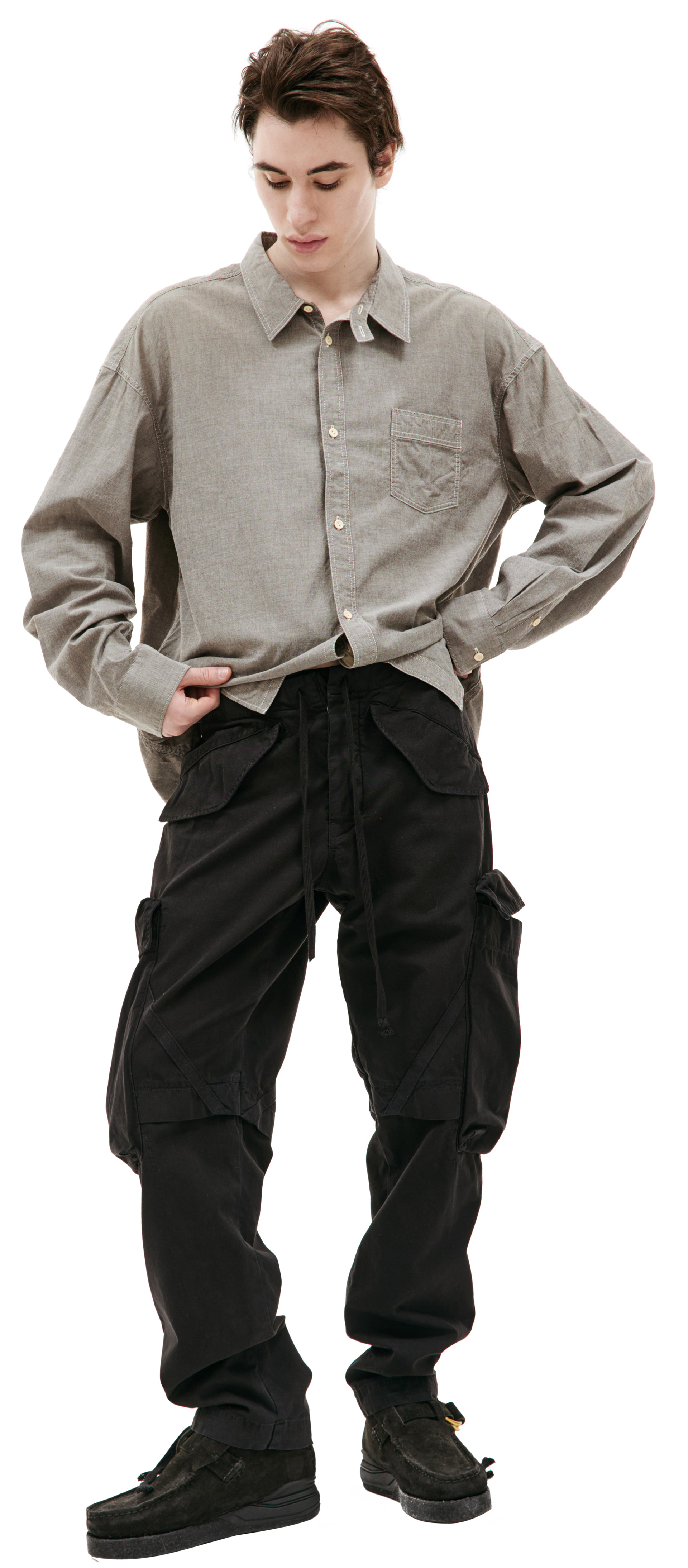 Greg Lauren Black cargo trousers