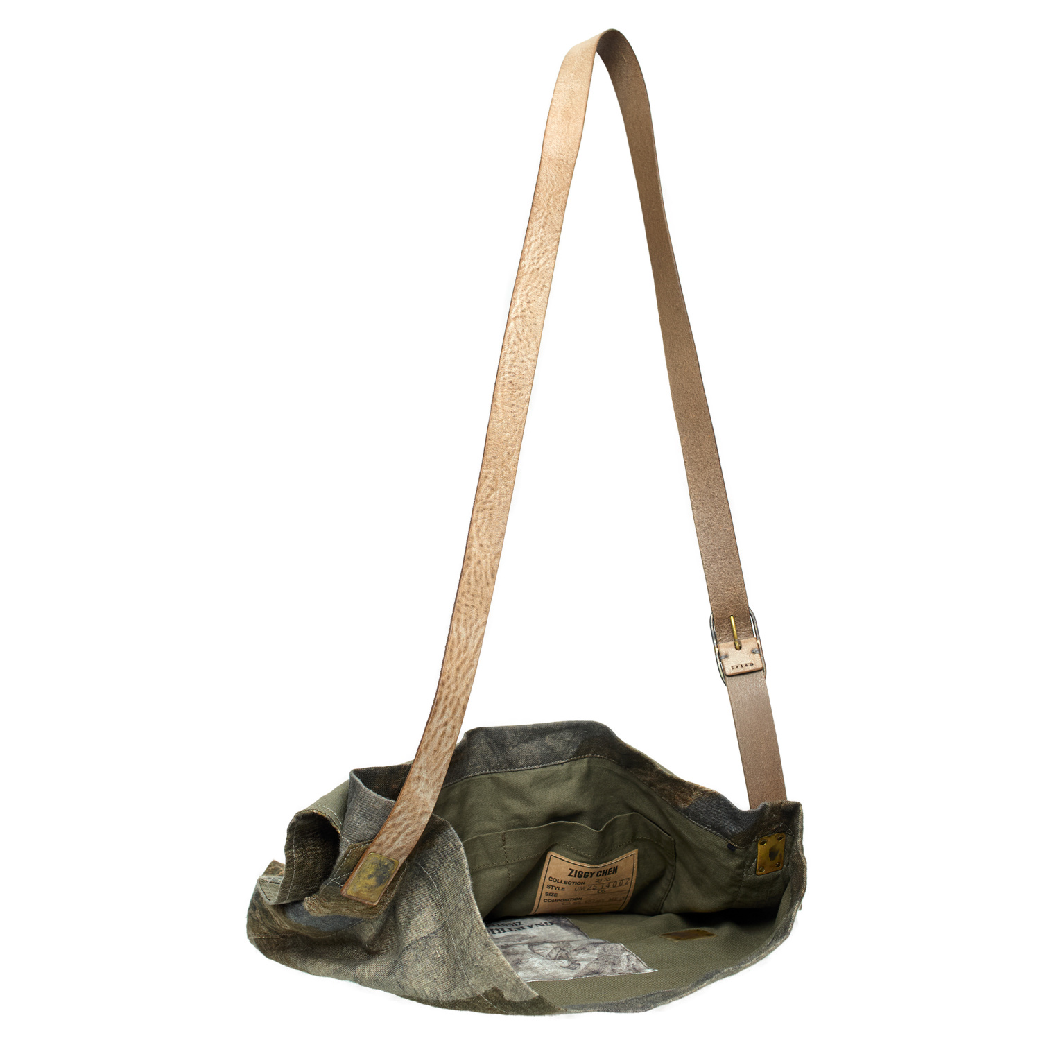 Ziggy Chen Khaki bag with print