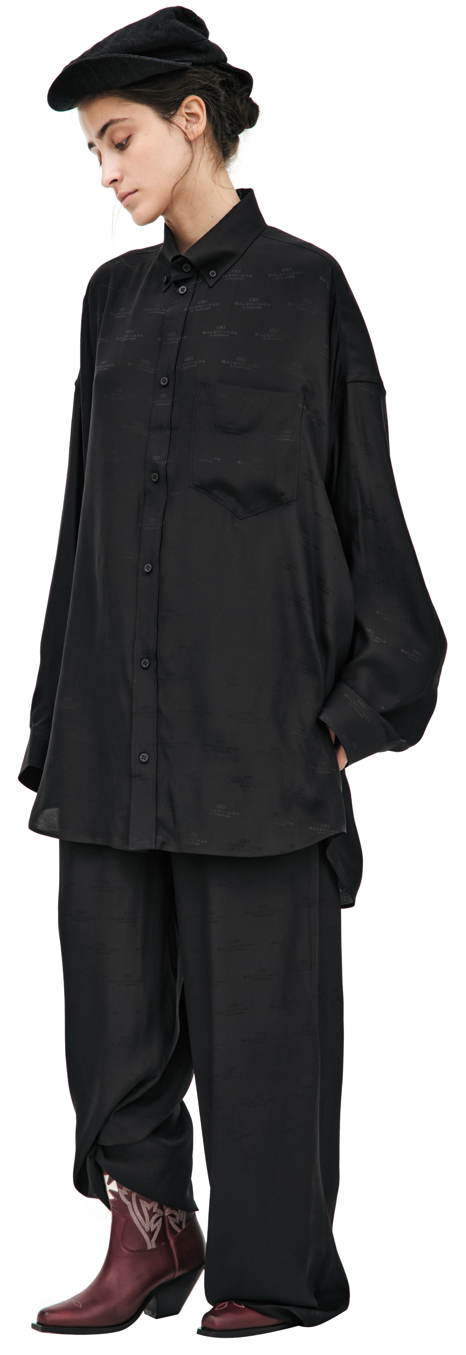 Balenciaga Black monoprint blouse