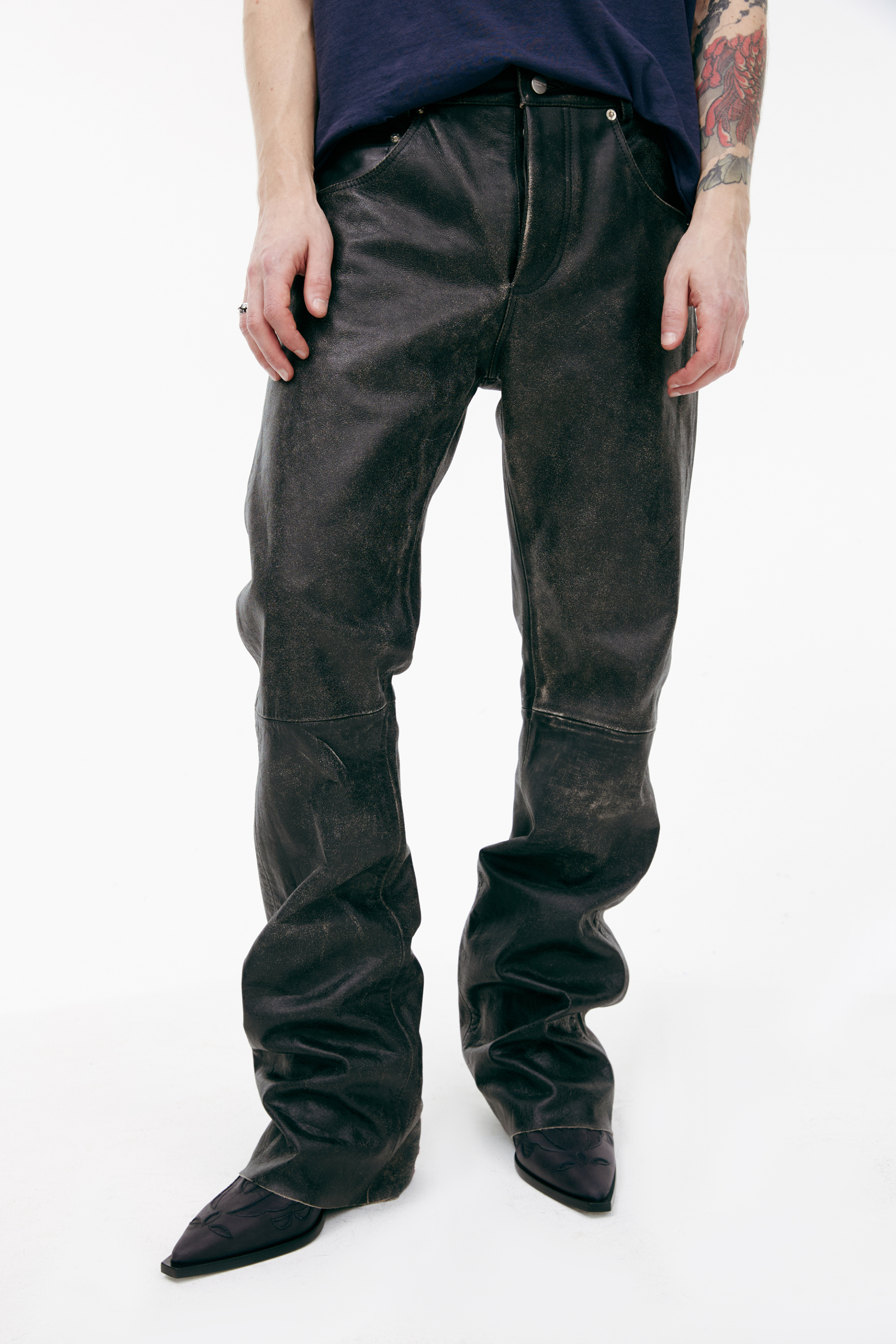 Enfants Riches Déprimés Leather trousers with stitching