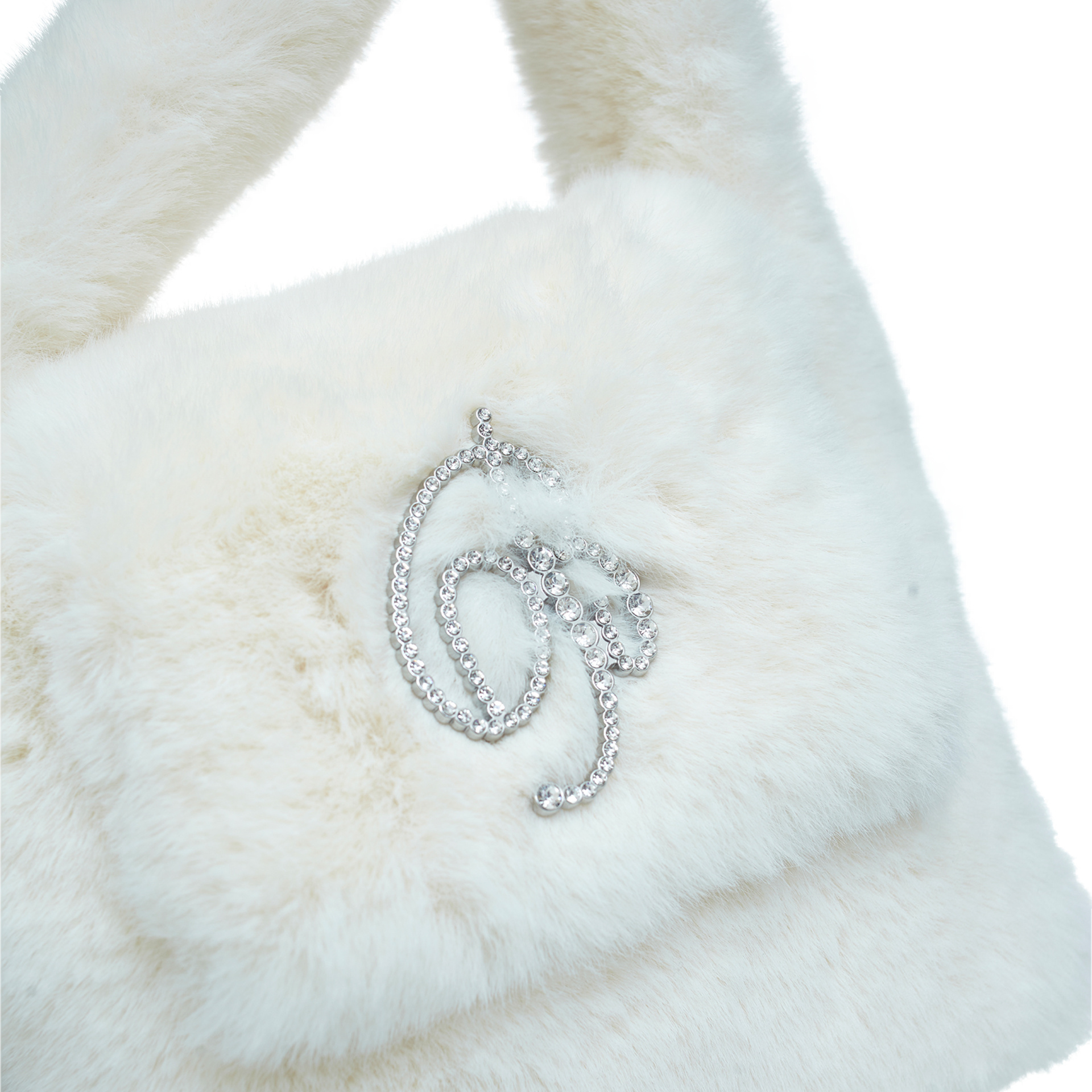 Blumarine Crystal-cut logo faux-fur bag