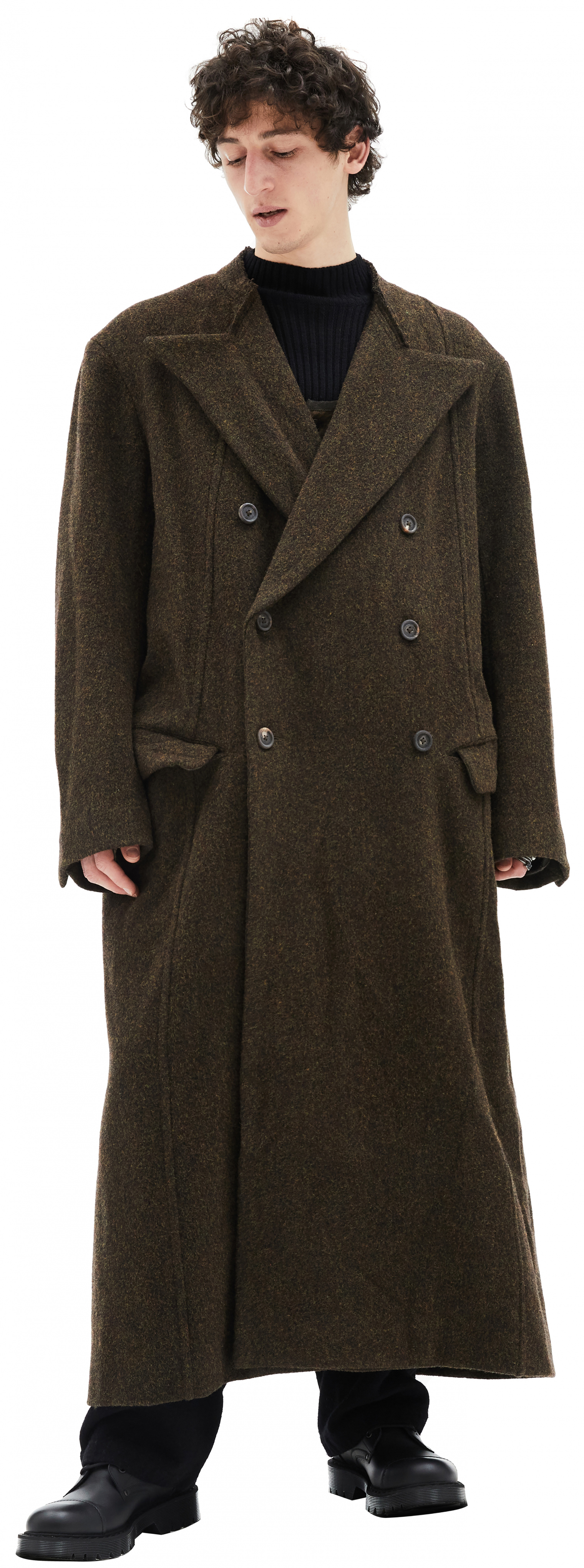 Ziggy Chen Long wool coat with a hidden print